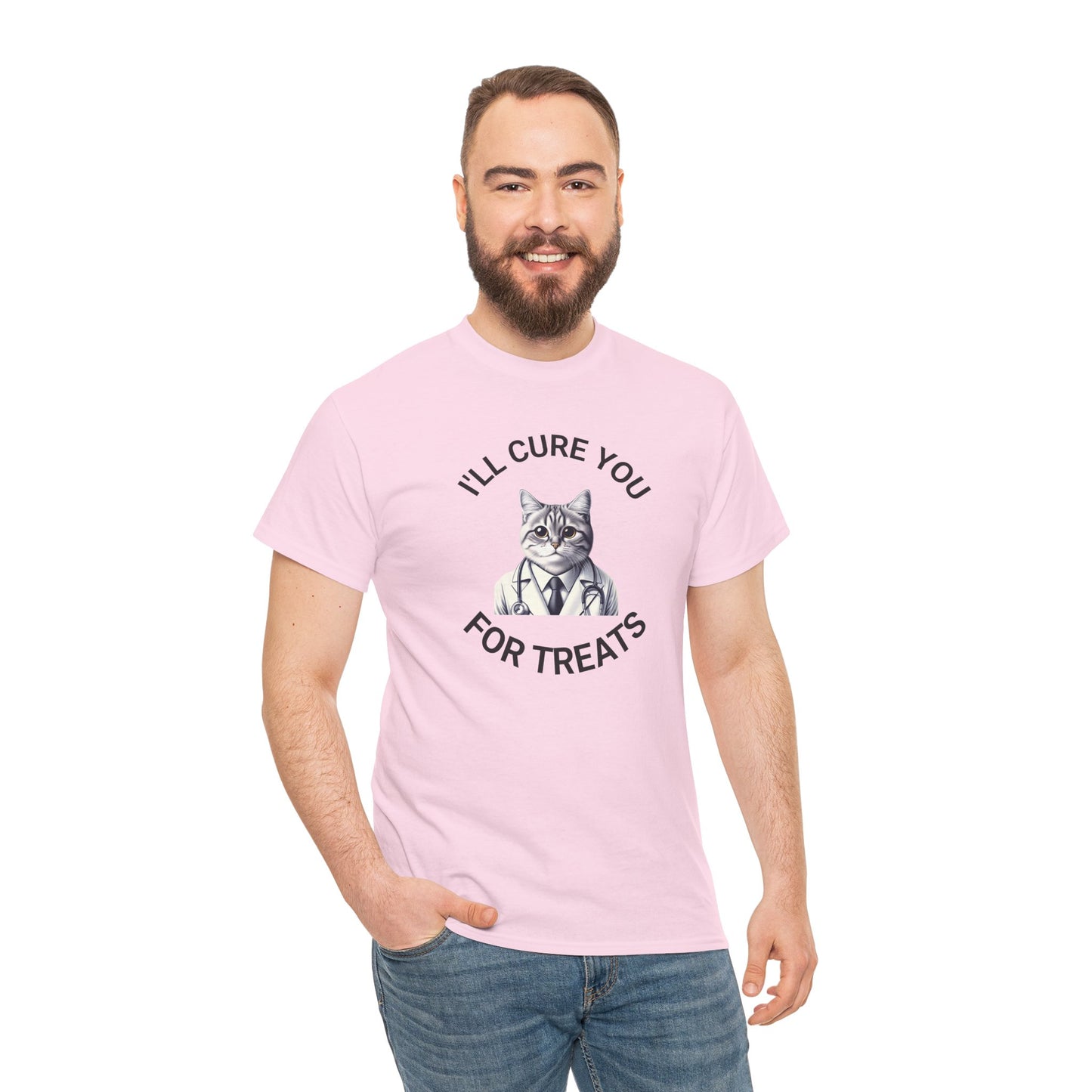 Cat Doctor Unisex Heavy Cotton Tee, Funny Cat Shirt for Pet Lovers, Gift for Vet Assistants, Casual Wear, Animal Lover's Tee