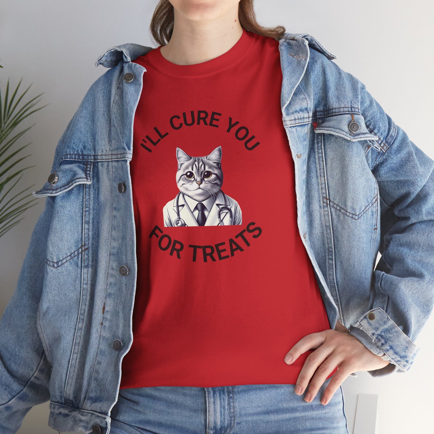 Cat Doctor Unisex Heavy Cotton Tee, Funny Cat Shirt for Pet Lovers, Gift for Vet Assistants, Casual Wear, Animal Lover's Tee