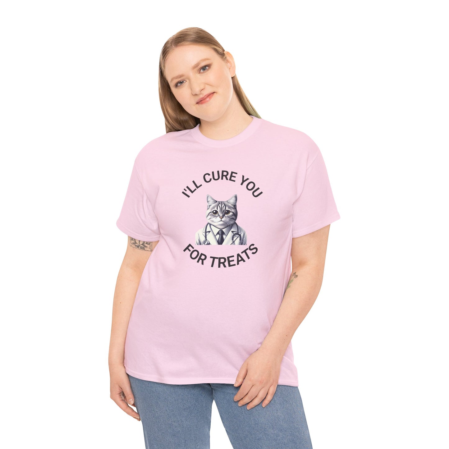 Cat Doctor Unisex Heavy Cotton Tee, Funny Cat Shirt for Pet Lovers, Gift for Vet Assistants, Casual Wear, Animal Lover's Tee