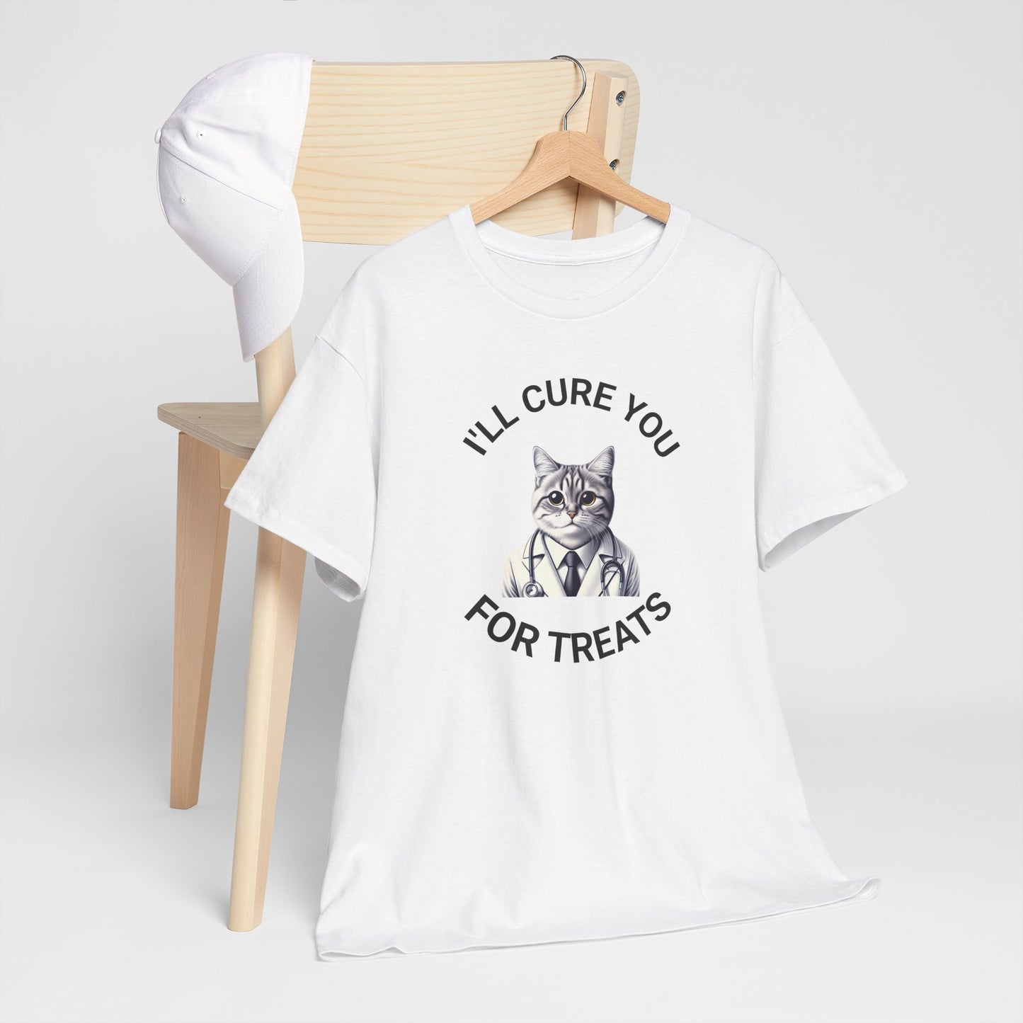 Cat Doctor Unisex Heavy Cotton Tee, Funny Cat Shirt for Pet Lovers, Gift for Vet Assistants, Casual Wear, Animal Lover's Tee