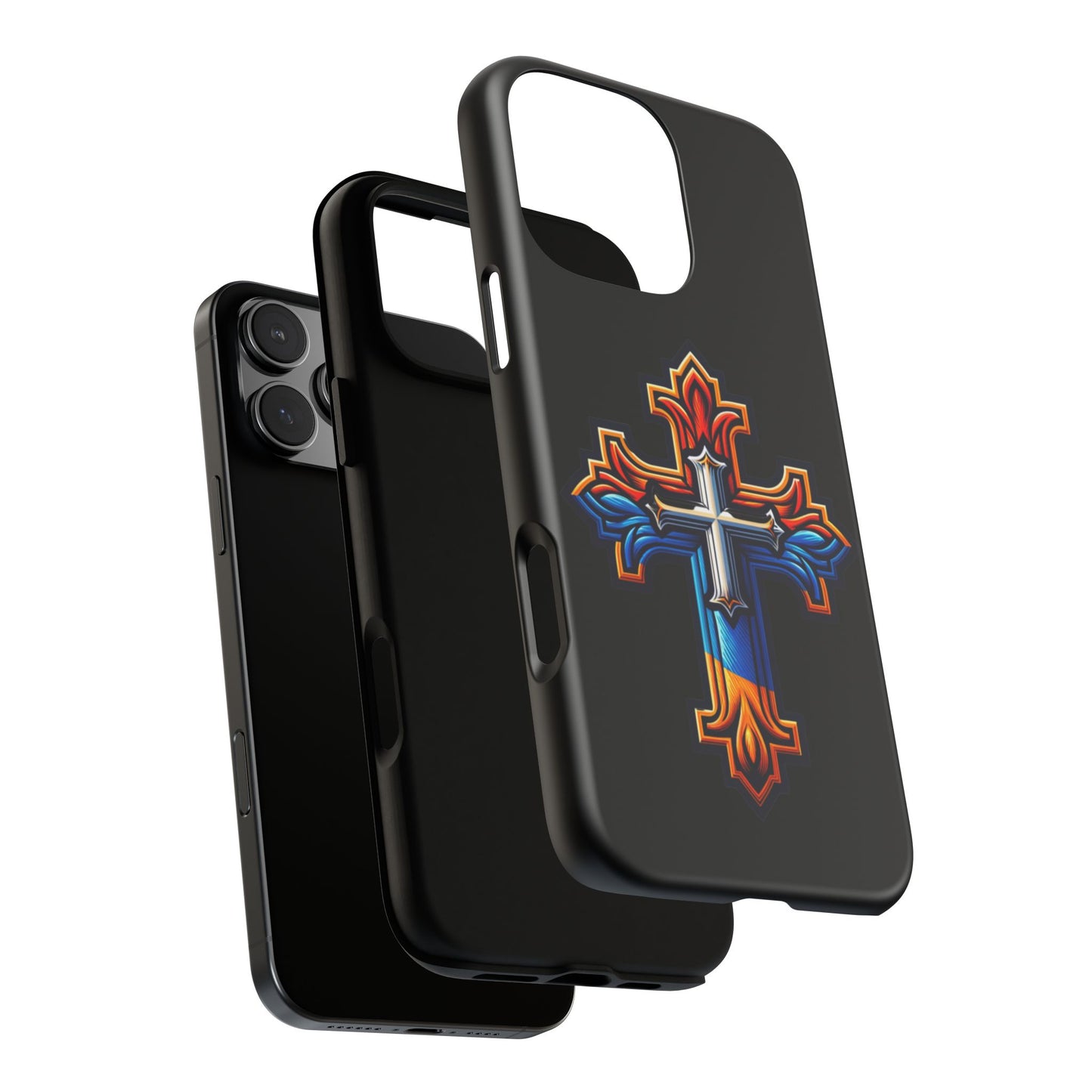 iPhone 16 iPhone 16 Pro iPhone 16 Pro Max iPhone 15 iPhone 15 Pro iPhone 15 Pro Max Armenian Cross phone case black, Christian phone case