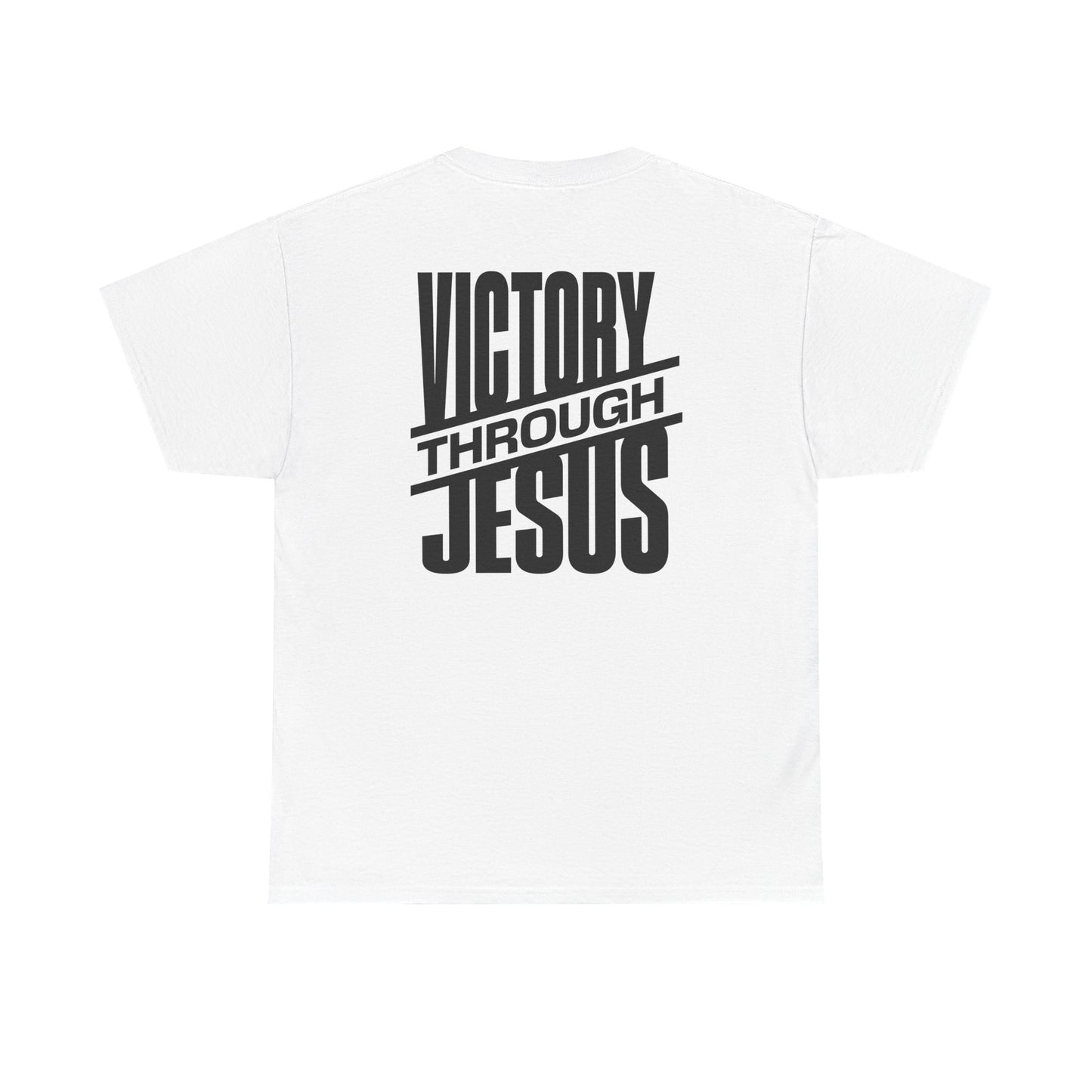 Victory Through Jesus Unisex Heavy Cotton Tee, Inspirational Christian Shirt, Faith-Based Apparel, Unisex T-Shirt, Religious Gift
