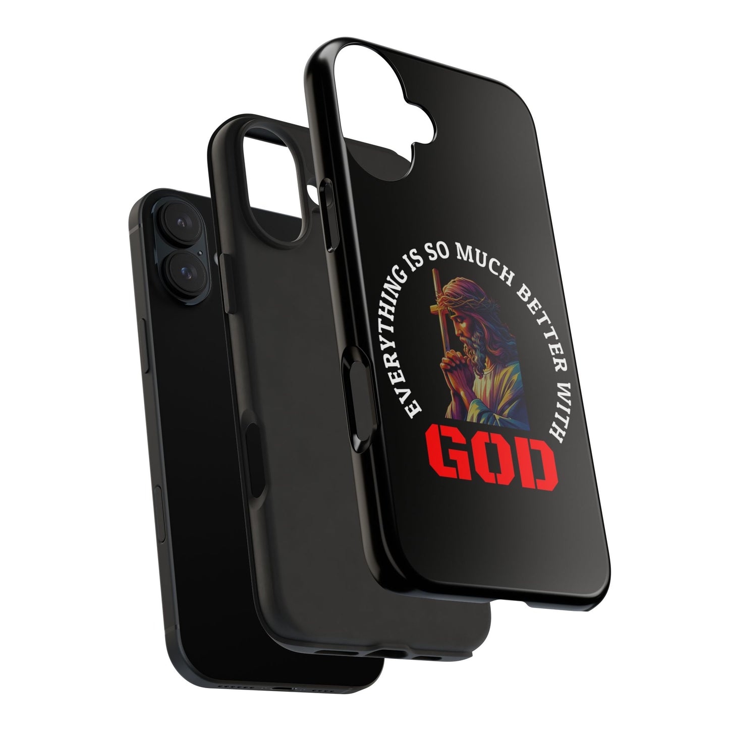 Everything Is So Much Better With God Black iPhone phone case | Christian faith iphone case