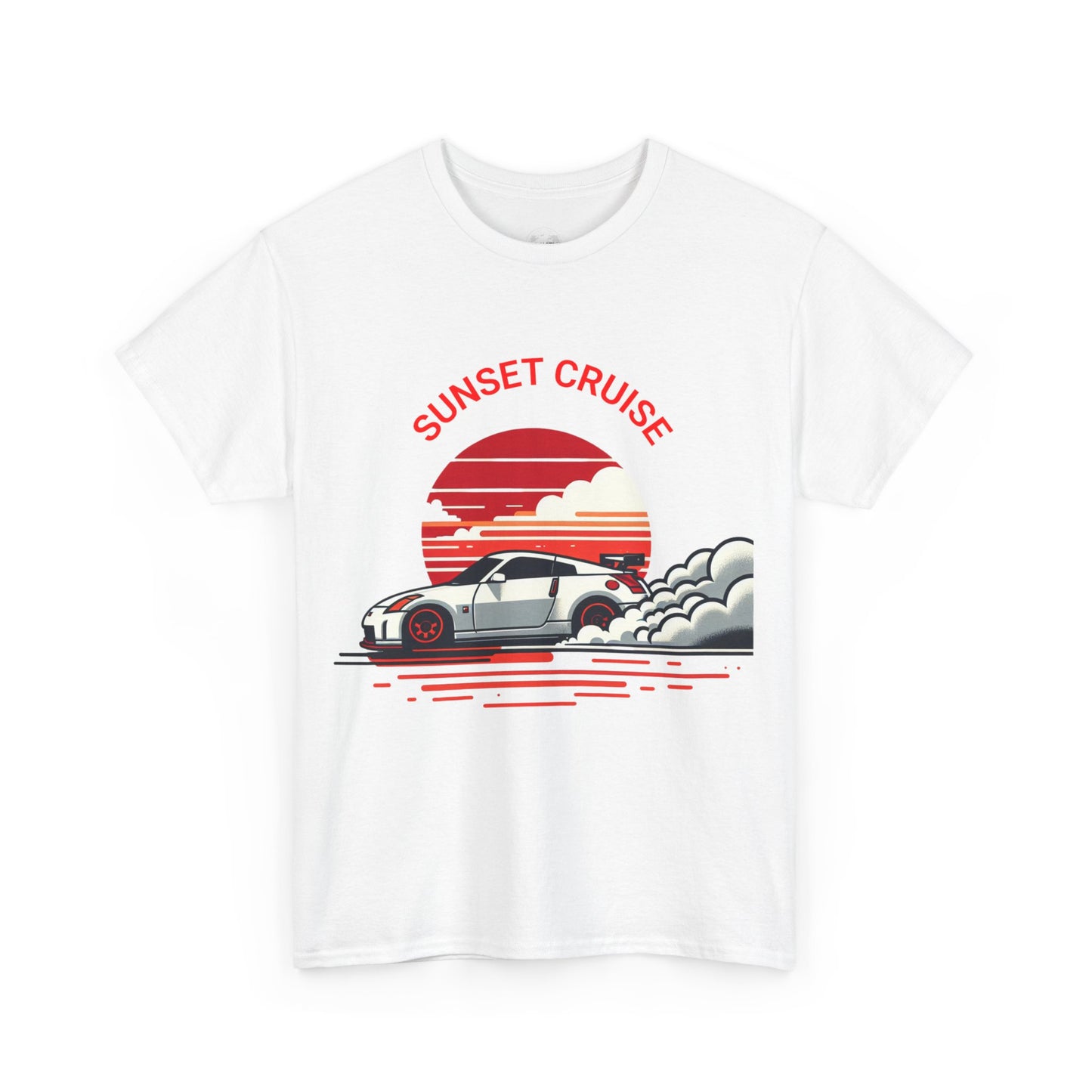 Sunset Cruise Unisex Heavy Cotton Tee | Retro Car Shirt, Gift for Car Lovers, Summer Fashion, Road Trip T-Shirt, Vacation Tee