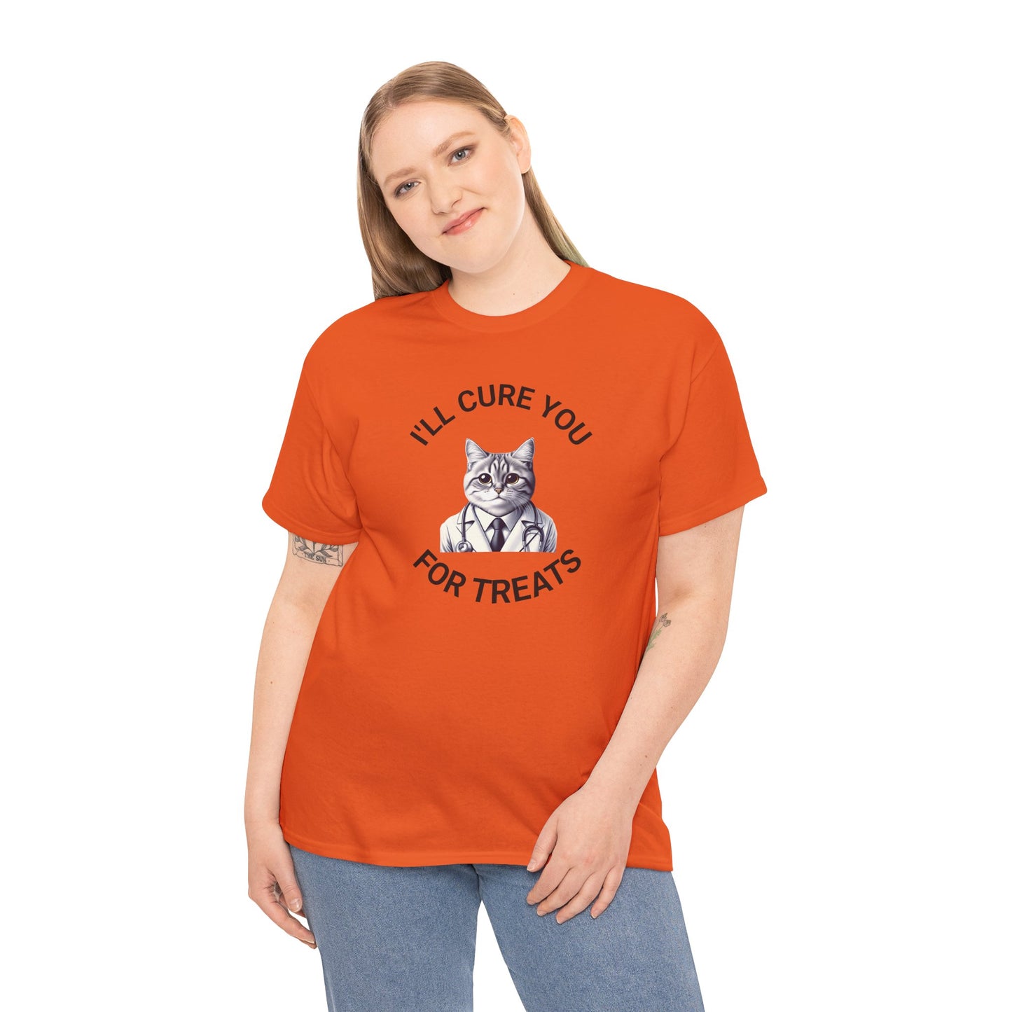 Cat Doctor Unisex Heavy Cotton Tee, Funny Cat Shirt for Pet Lovers, Gift for Vet Assistants, Casual Wear, Animal Lover's Tee