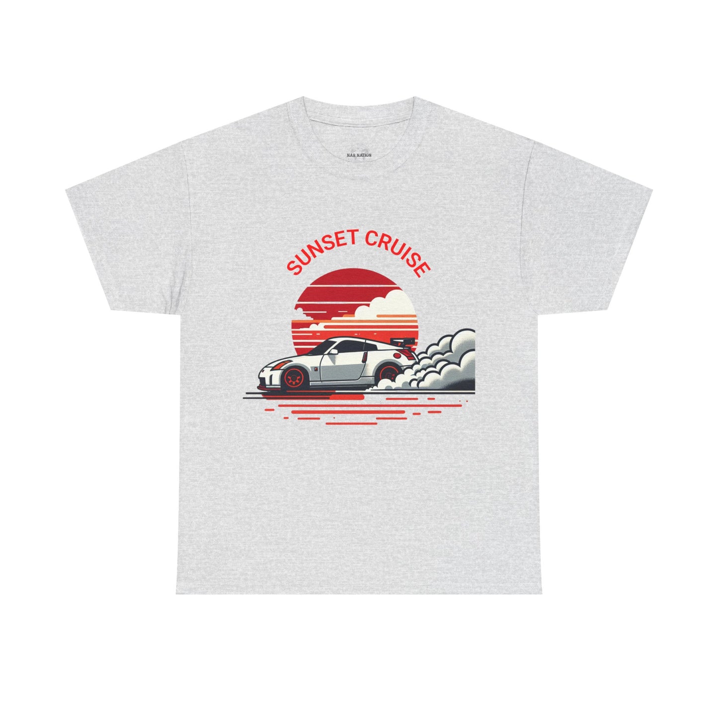 Sunset Cruise Unisex Heavy Cotton Tee | Retro Car Shirt, Gift for Car Lovers, Summer Fashion, Road Trip T-Shirt, Vacation Tee