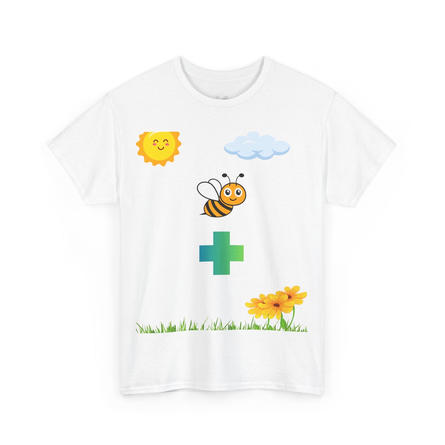 Cute be positive t-shirt. bee plus t-shirt