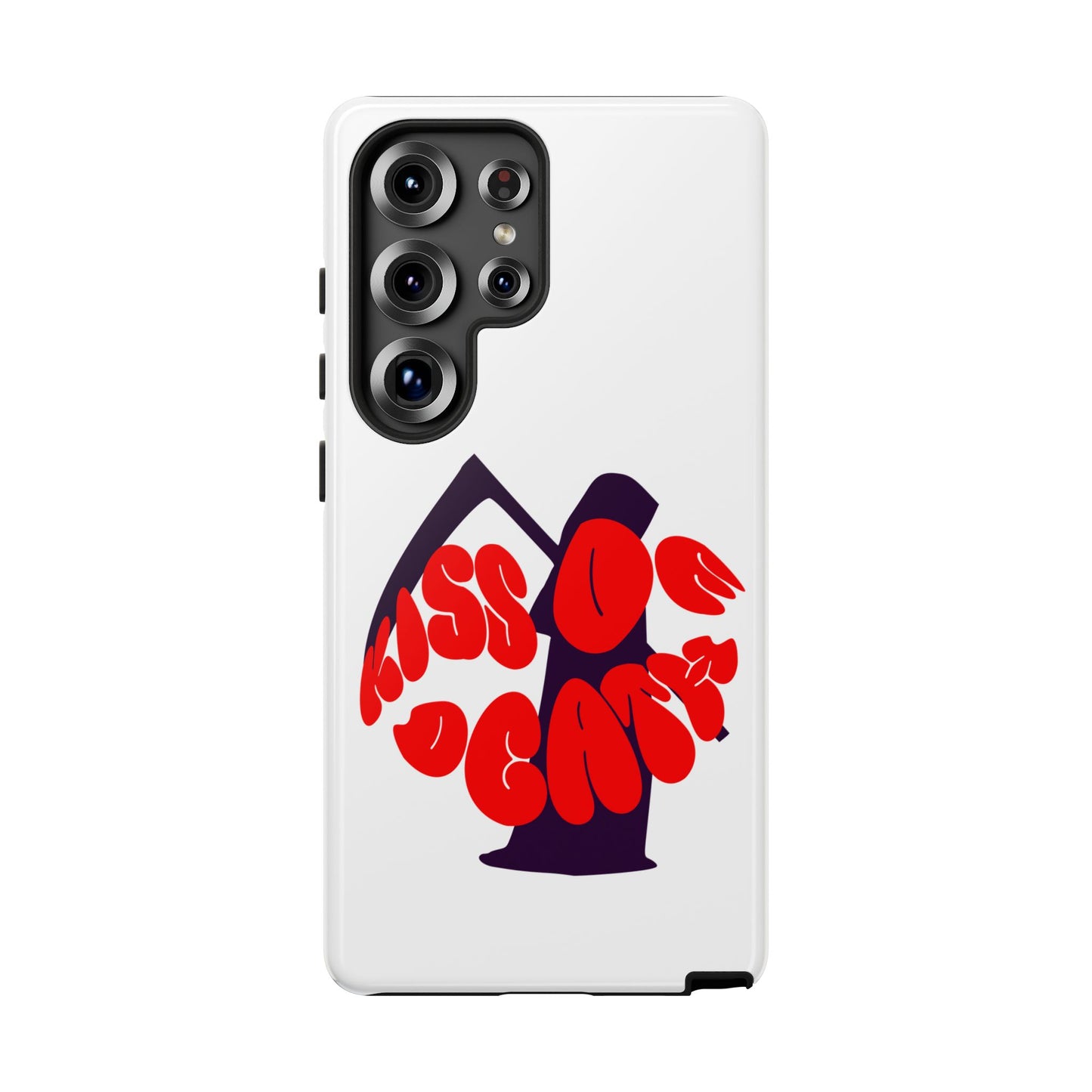 kiss Of Death iPhone Google Pixel Samsung Galaxy, cool design white phone case, iPhone phone Samsung galaxy Google pixel phone case