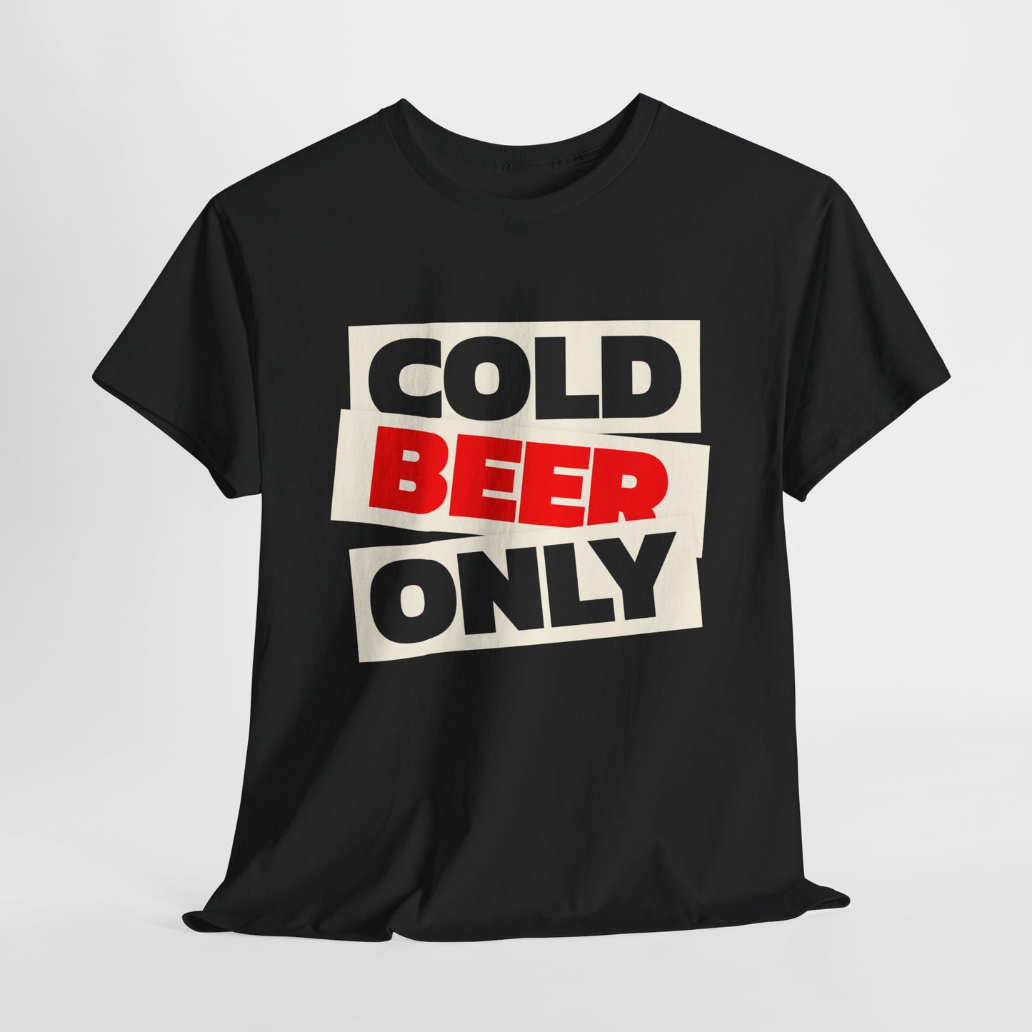 Chill Vibes Unisex Heavy Cotton Tee | 'Cold Beer Only' Graphic, Casual Wear, Gift for Beer Lovers, Summer BBQ, Party Outfit, Fun T-Shirt