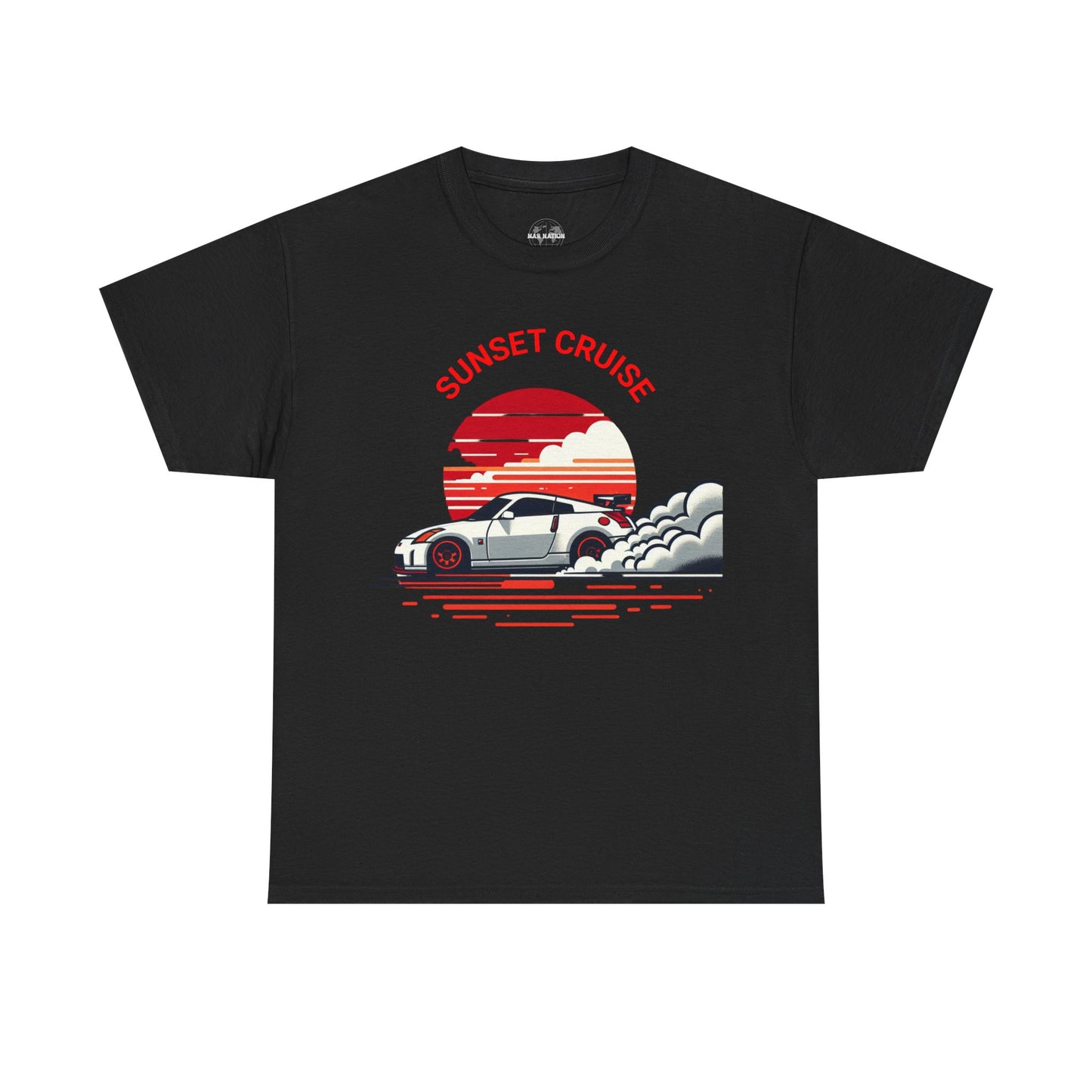 Sunset Cruise Unisex Heavy Cotton Tee | Retro Car Shirt, Gift for Car Lovers, Summer Fashion, Road Trip T-Shirt, Vacation Tee