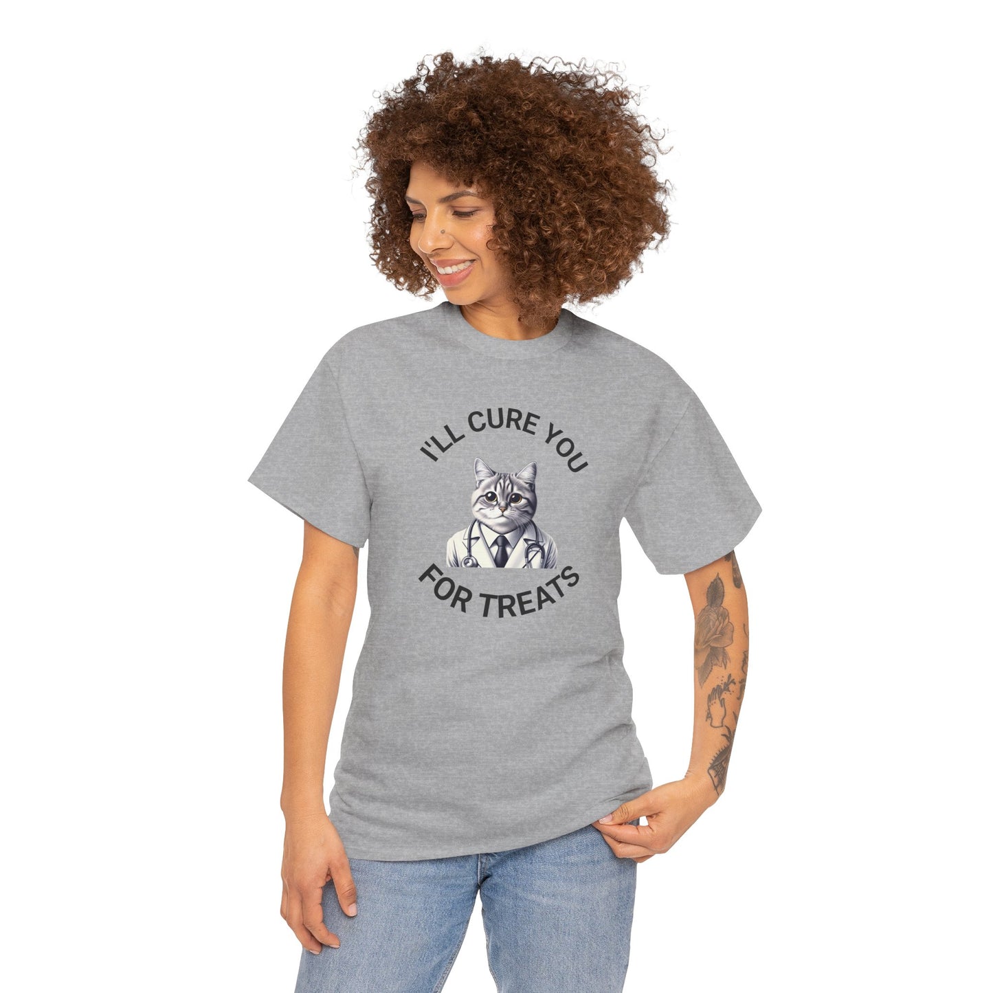 Cat Doctor Unisex Heavy Cotton Tee, Funny Cat Shirt for Pet Lovers, Gift for Vet Assistants, Casual Wear, Animal Lover's Tee
