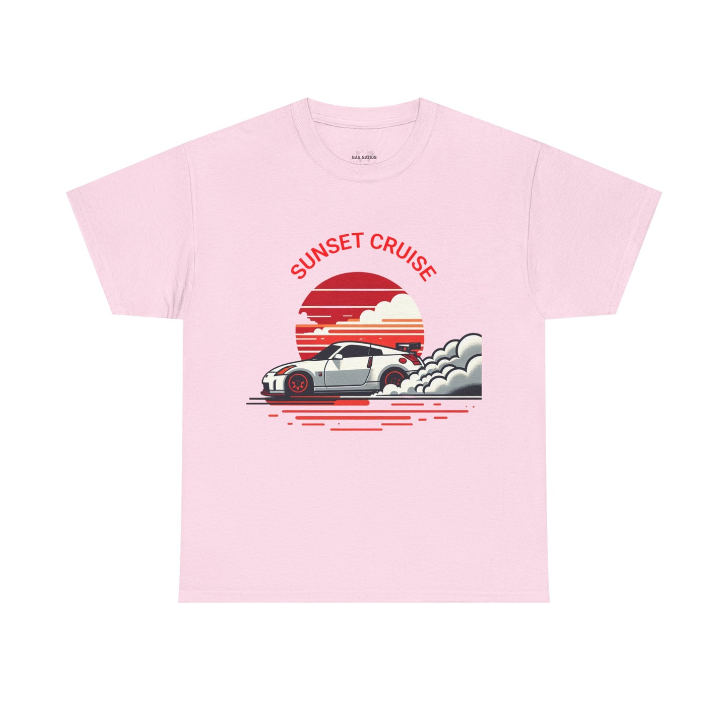 Sunset Cruise Unisex Heavy Cotton Tee | Retro Car Shirt, Gift for Car Lovers, Summer Fashion, Road Trip T-Shirt, Vacation Tee