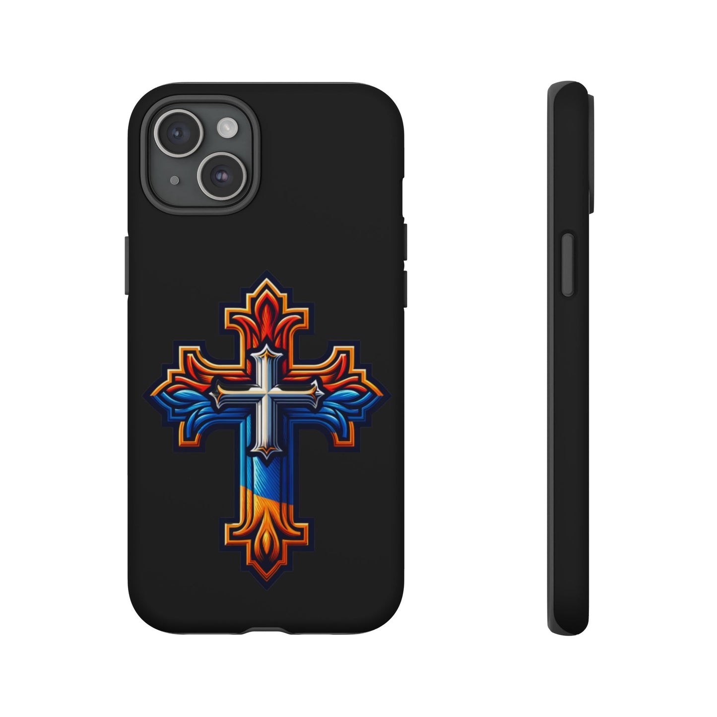 iPhone 16 iPhone 16 Pro iPhone 16 Pro Max iPhone 15 iPhone 15 Pro iPhone 15 Pro Max Armenian Cross phone case black, Christian phone case