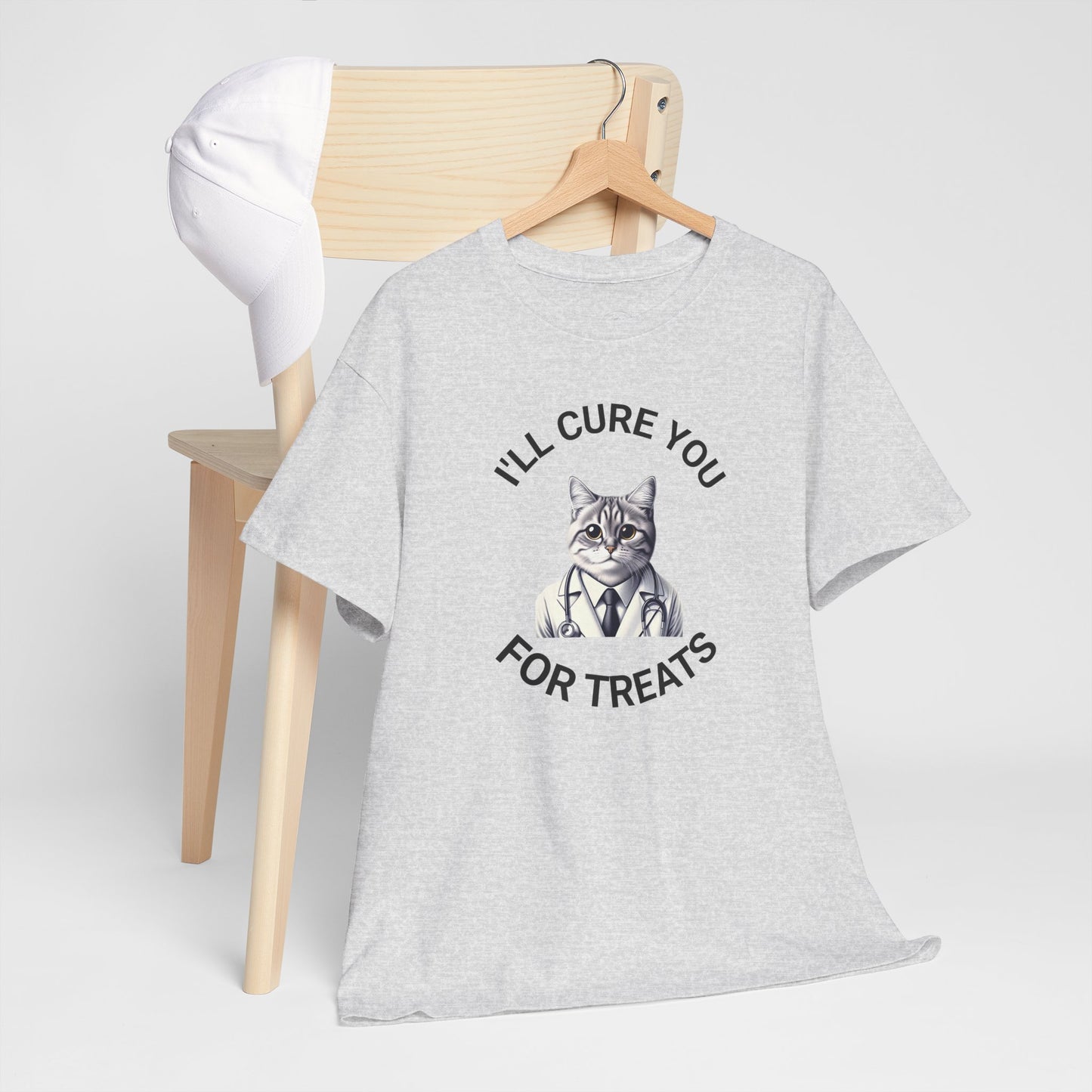 Cat Doctor Unisex Heavy Cotton Tee, Funny Cat Shirt for Pet Lovers, Gift for Vet Assistants, Casual Wear, Animal Lover's Tee