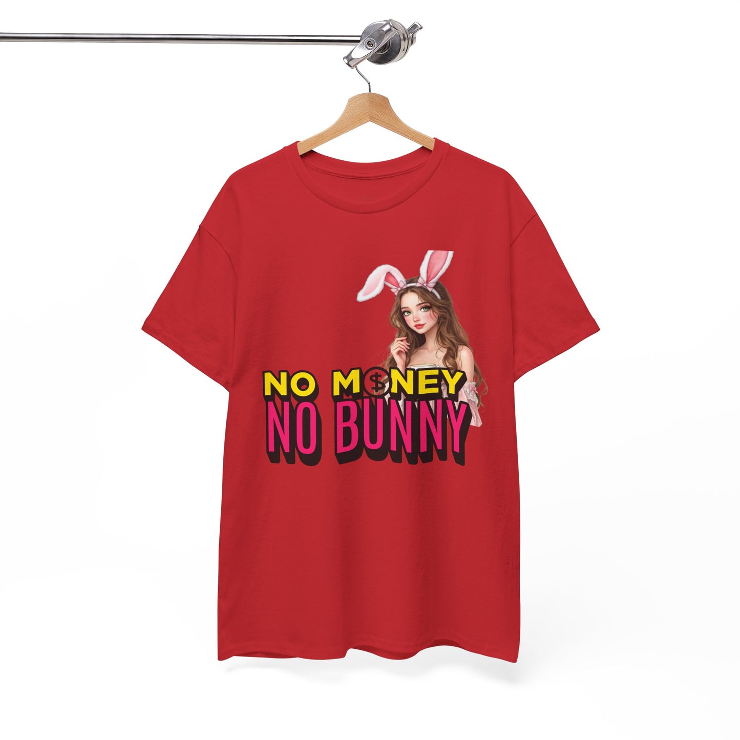 Unisex Heavy Cotton Tee: No Money No Bunny Tee, Funny Shirt for Easter, Casual Wear, Gift for Friends, Spring Celebration Top