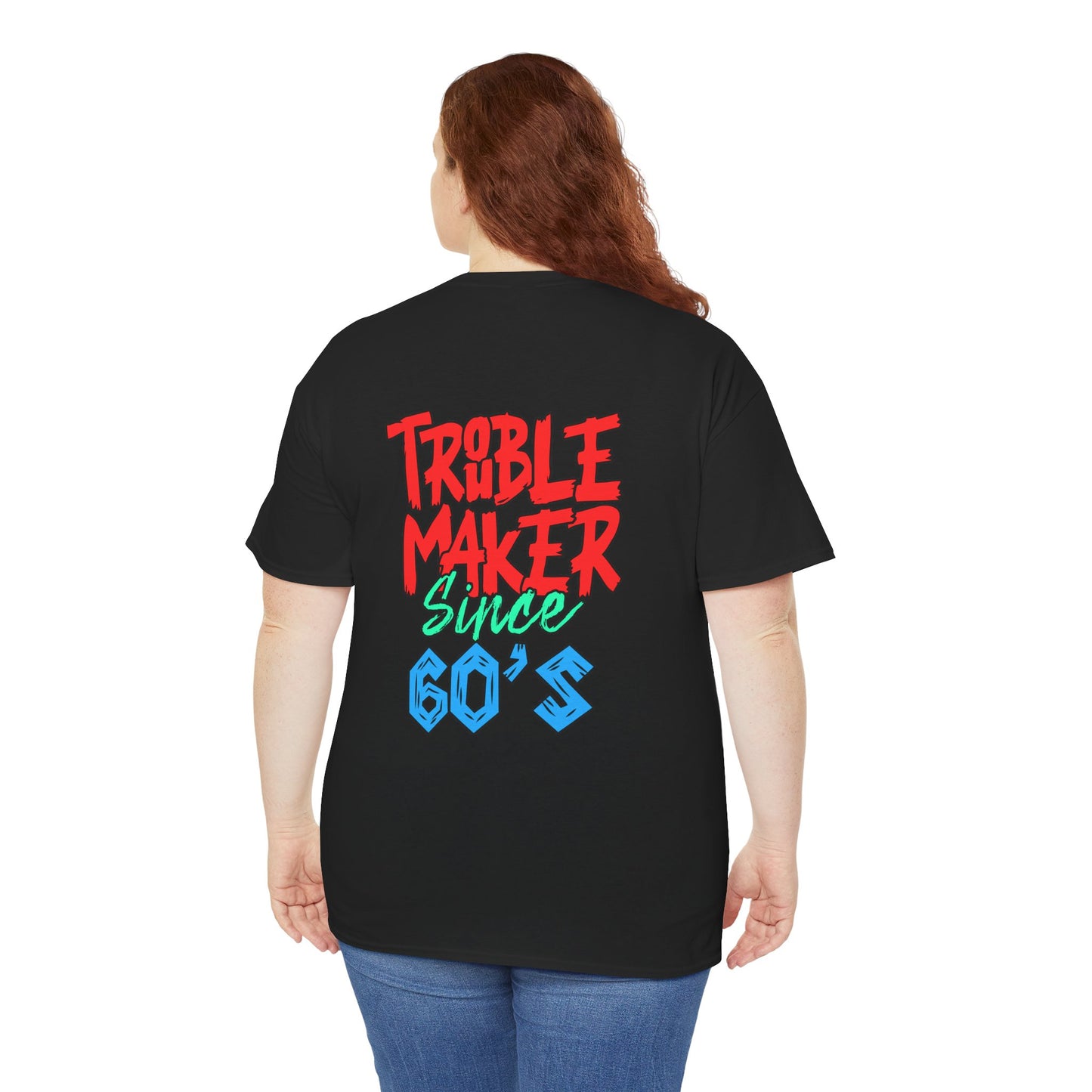 Trouble Maker Since 60s Unisex Heavy Cotton Tee | Funny Graphic Shirt, Vintage Style Top, Gift for Rebel Friends, Casual Wear