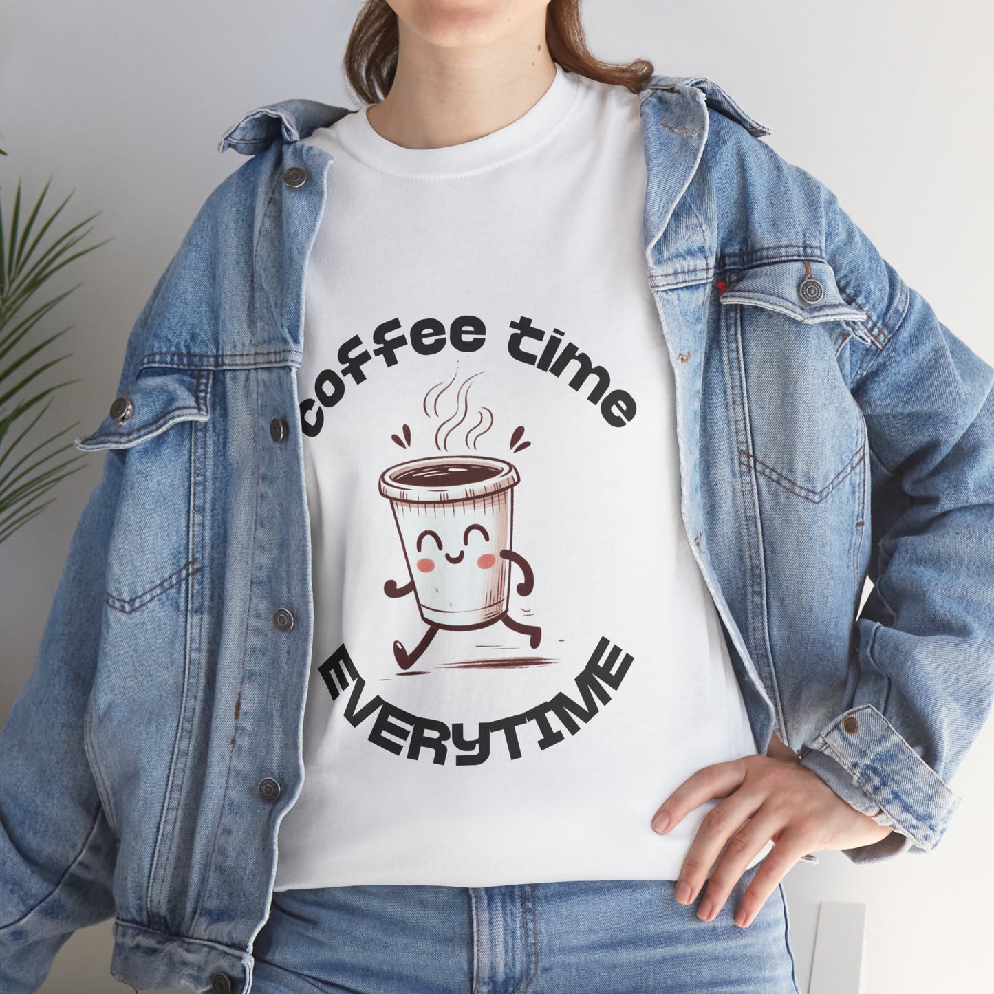Coffee time anytime T-shirt, Unisex Cotton Shirt, Cute Coffee Lover Gift, Casual Outfit, Daily Reminder T-Shirt