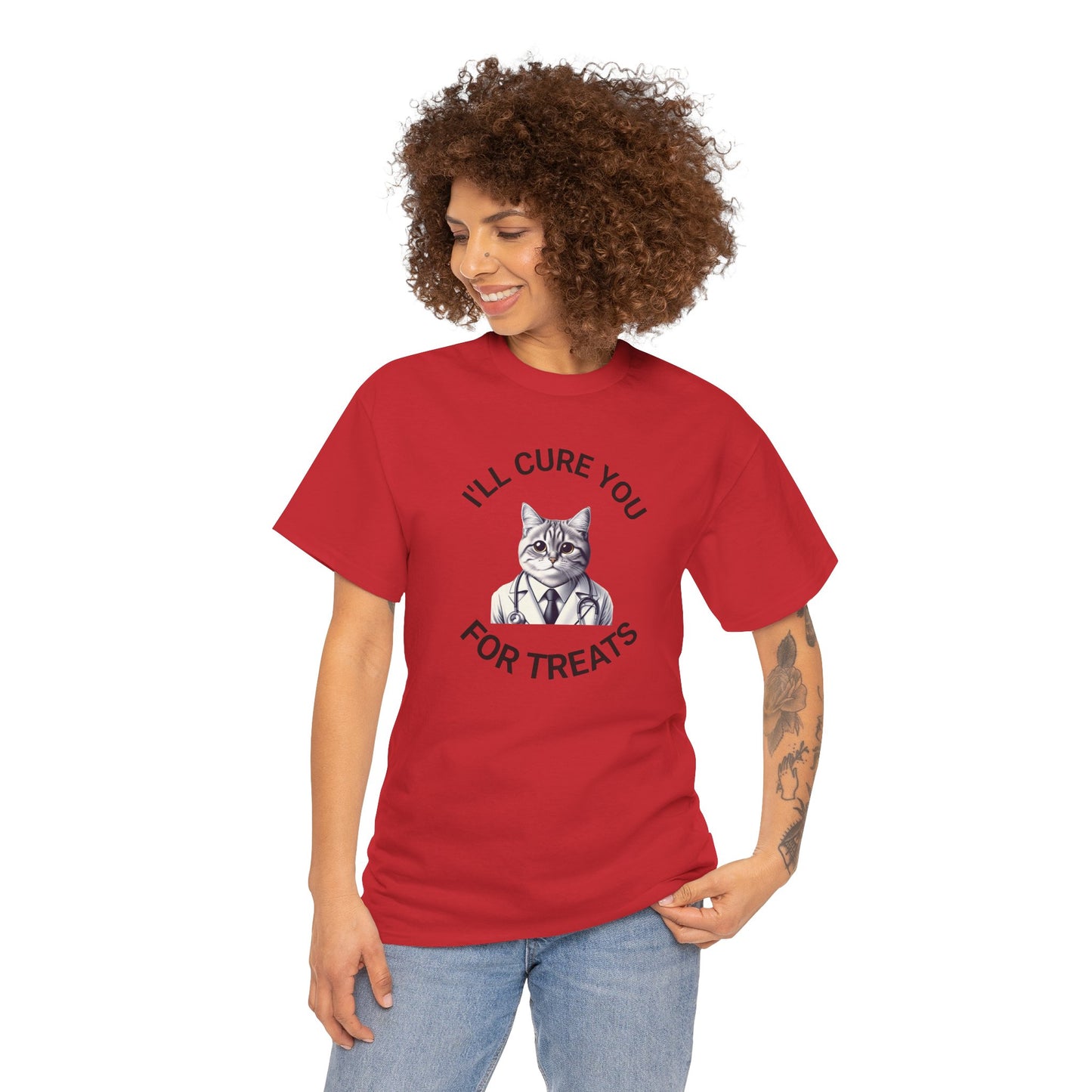 Cat Doctor Unisex Heavy Cotton Tee, Funny Cat Shirt for Pet Lovers, Gift for Vet Assistants, Casual Wear, Animal Lover's Tee