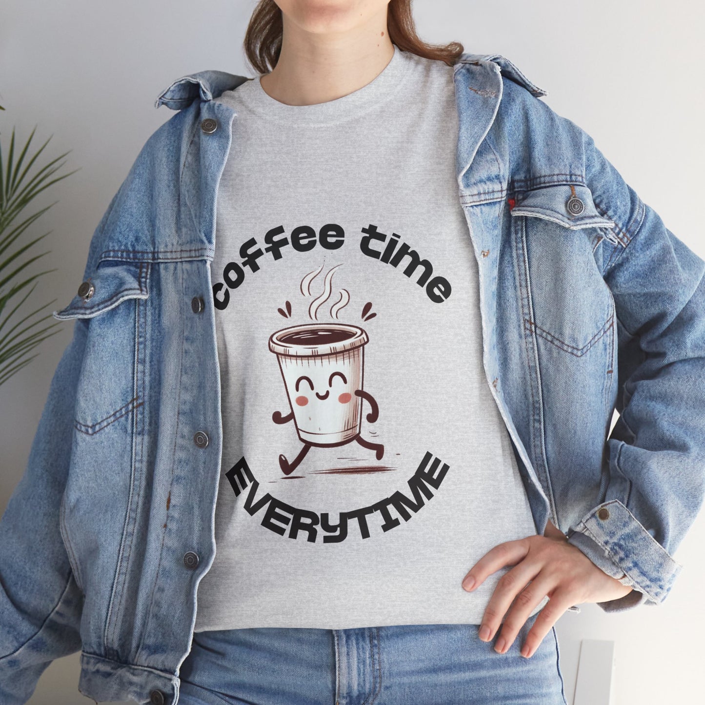 Coffee time anytime T-shirt, Unisex Cotton Shirt, Cute Coffee Lover Gift, Casual Outfit, Daily Reminder T-Shirt
