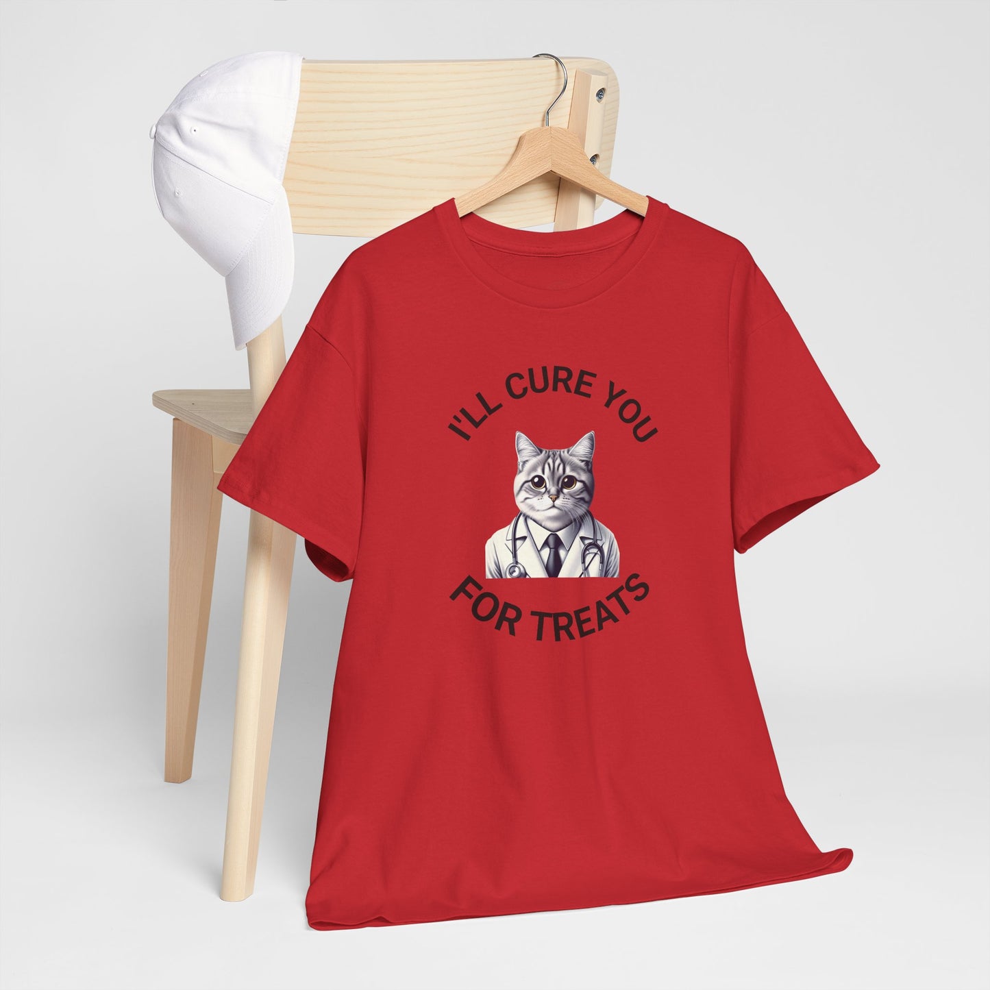 Cat Doctor Unisex Heavy Cotton Tee, Funny Cat Shirt for Pet Lovers, Gift for Vet Assistants, Casual Wear, Animal Lover's Tee