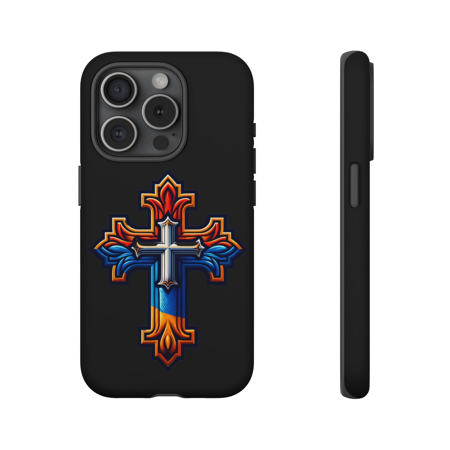 iPhone 16 iPhone 16 Pro iPhone 16 Pro Max iPhone 15 iPhone 15 Pro iPhone 15 Pro Max Armenian Cross phone case black, Christian phone case