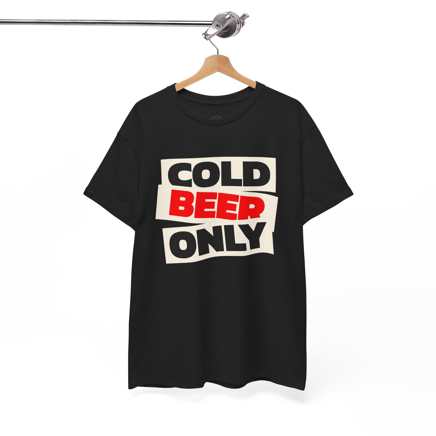 Chill Vibes Unisex Heavy Cotton Tee | 'Cold Beer Only' Graphic, Casual Wear, Gift for Beer Lovers, Summer BBQ, Party Outfit, Fun T-Shirt