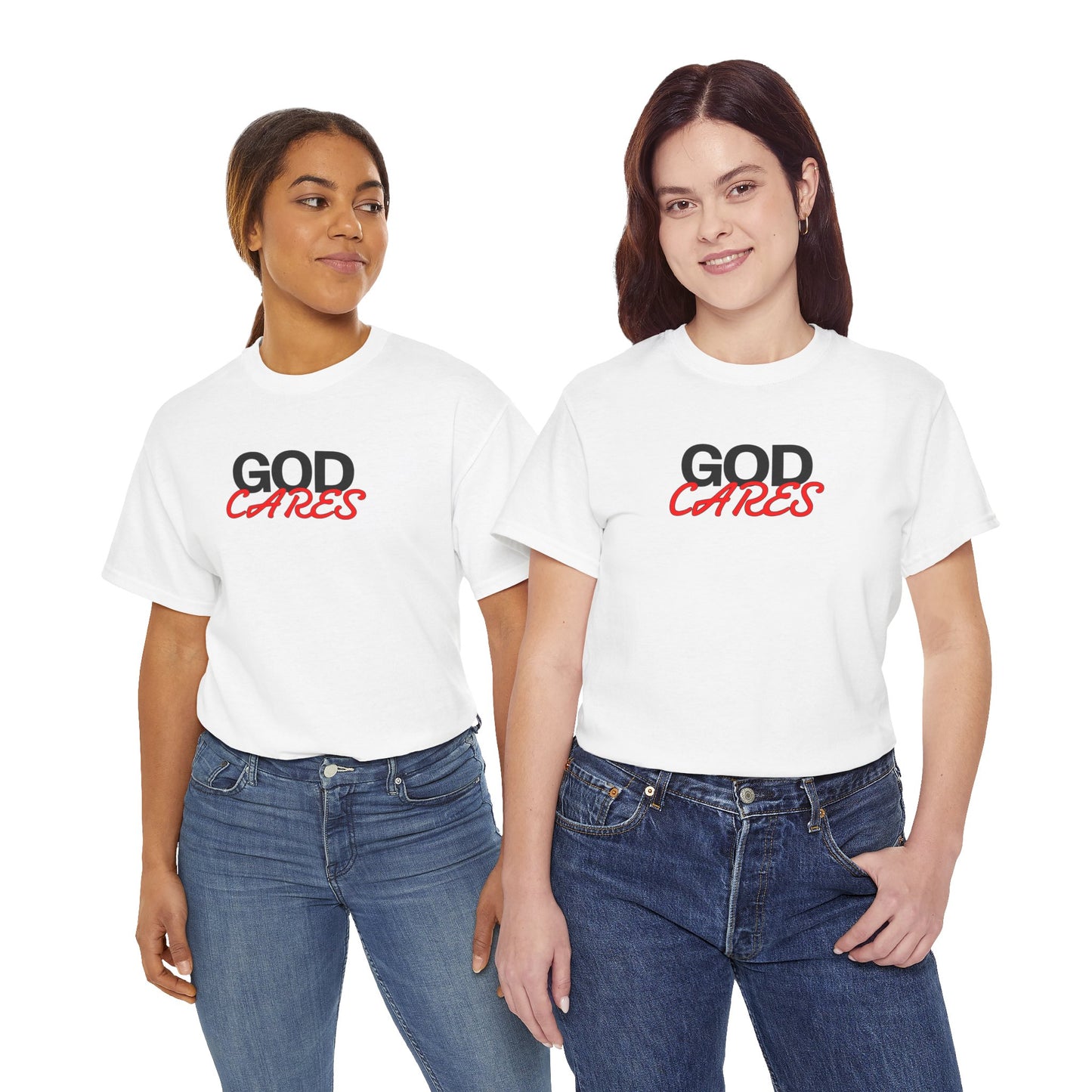 God Cares shirt Unisex Heavy Cotton Tee, Faith Shirt, Christian Apparel, Gift for Believers, Positive Message Tee