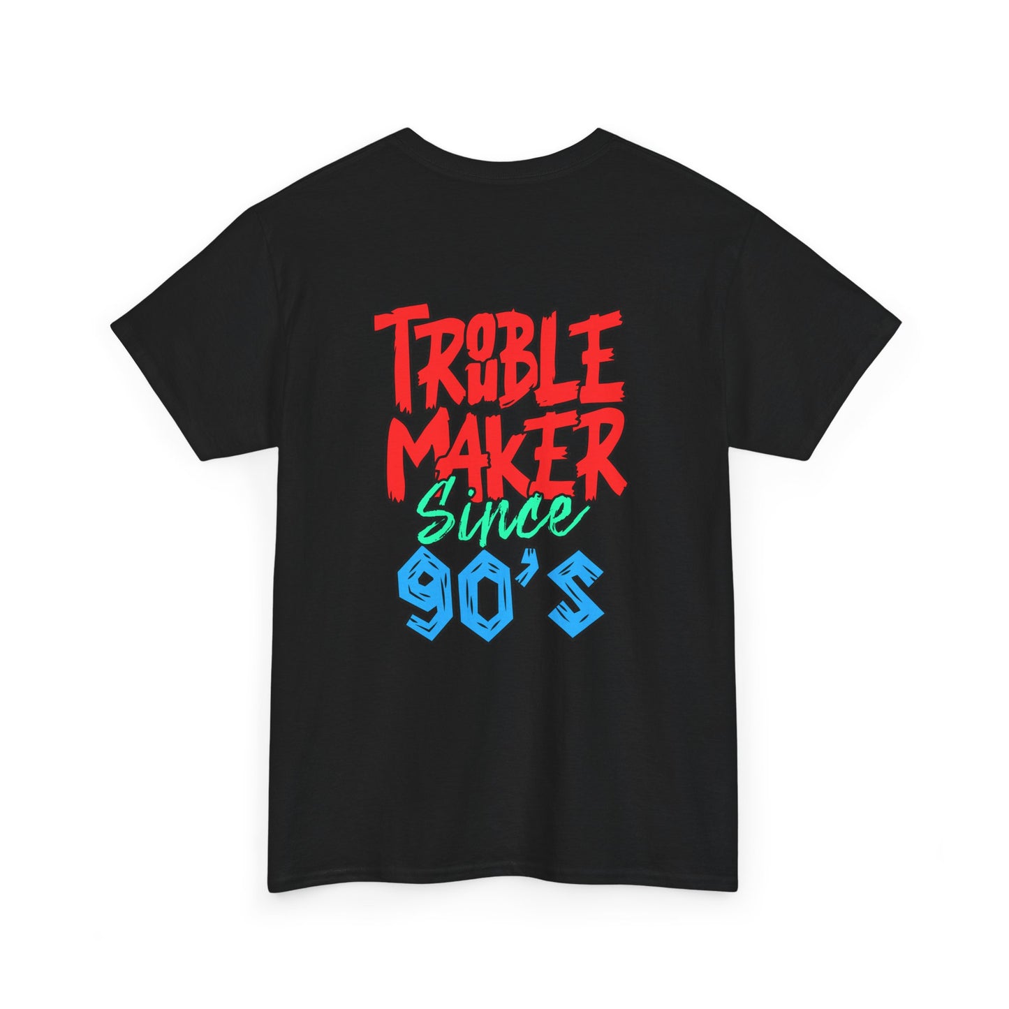 Trouble Maker Since 90s Unisex Heavy Cotton Tee | Funny Graphic Shirt, Vintage Style Top, Gift for Rebel Friends, Casual Wear