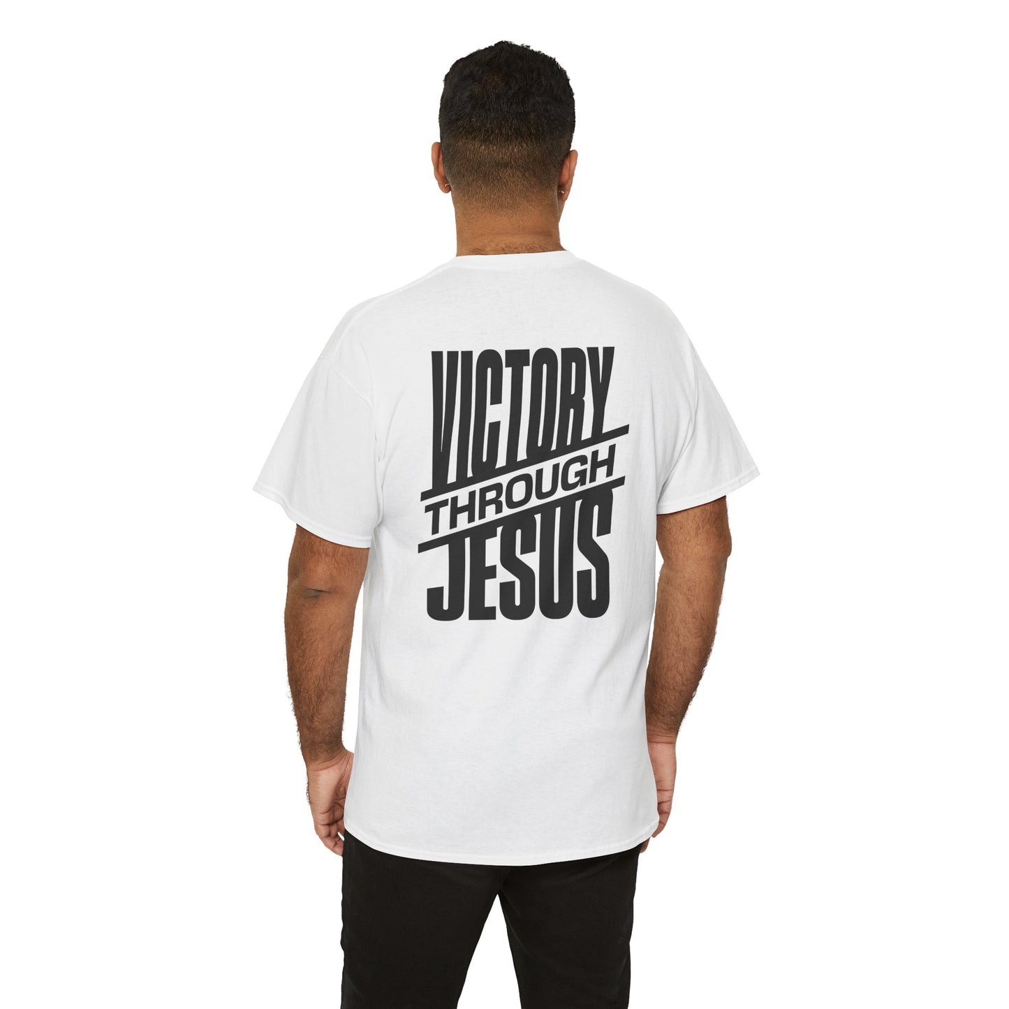 Victory Through Jesus Unisex Heavy Cotton Tee, Inspirational Christian Shirt, Faith-Based Apparel, Unisex T-Shirt, Religious Gift