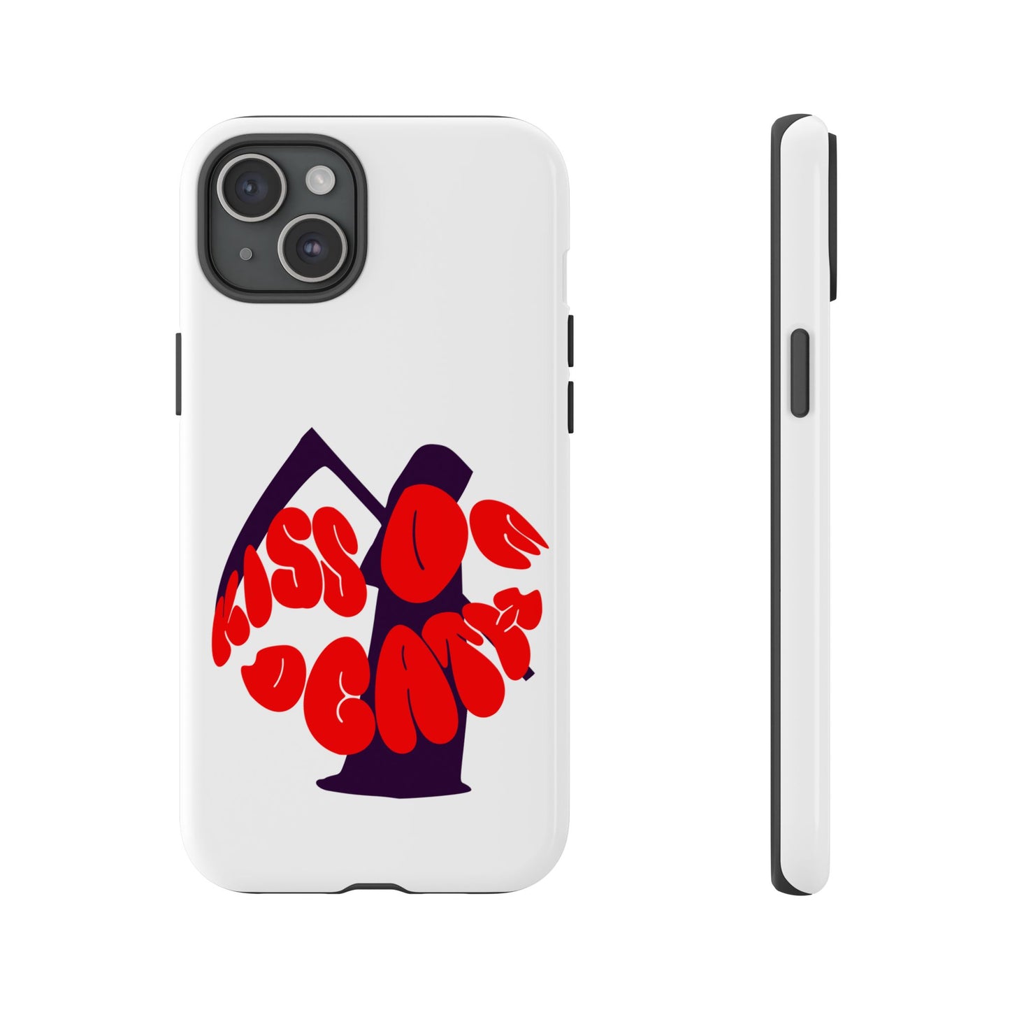 kiss Of Death iPhone Google Pixel Samsung Galaxy, cool design white phone case, iPhone phone Samsung galaxy Google pixel phone case