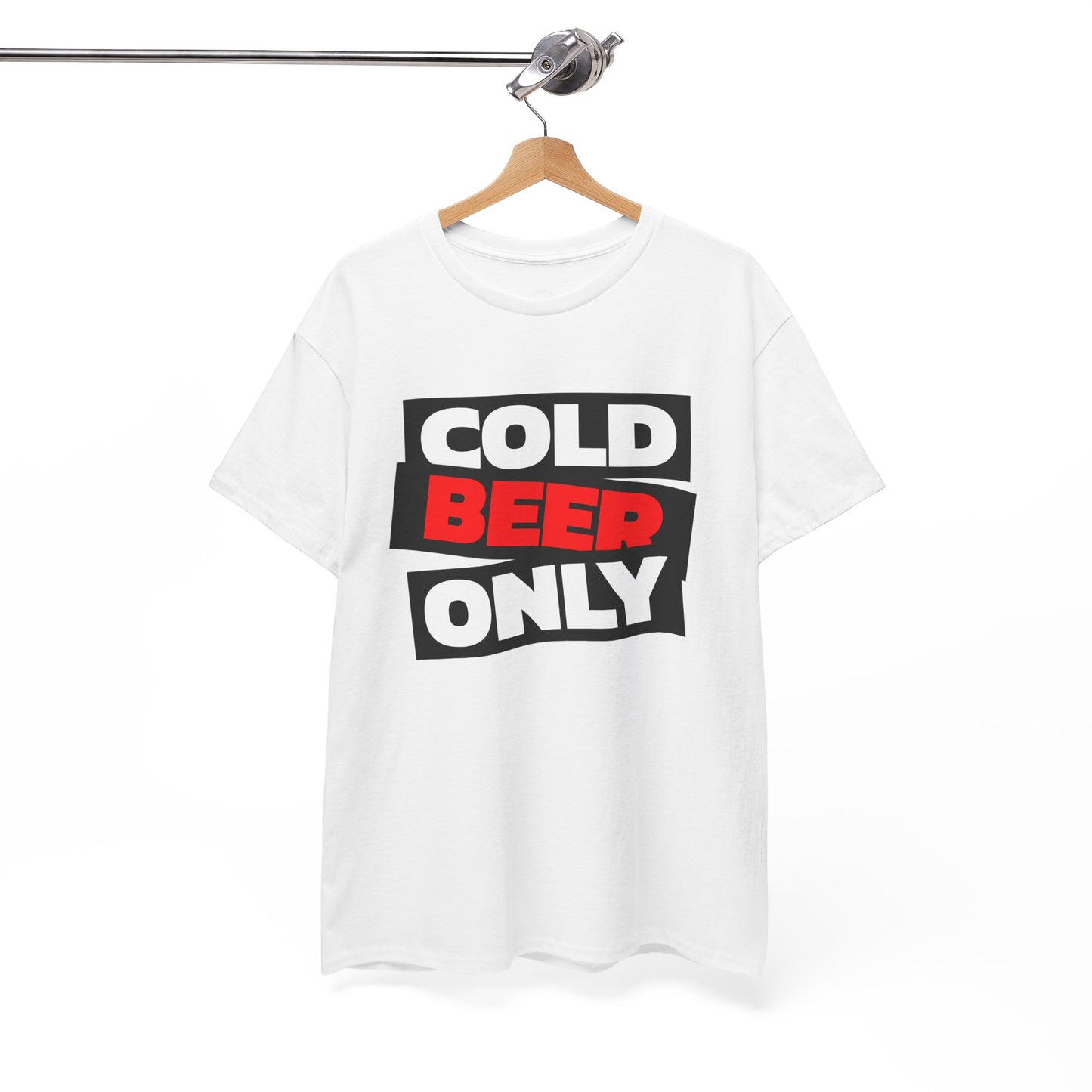 Chill Vibes Unisex Heavy Cotton Tee | 'Cold Beer Only' Graphic, Casual Wear, Gift for Beer Lovers, Summer BBQ, Party Outfit, Fun T-Shirt