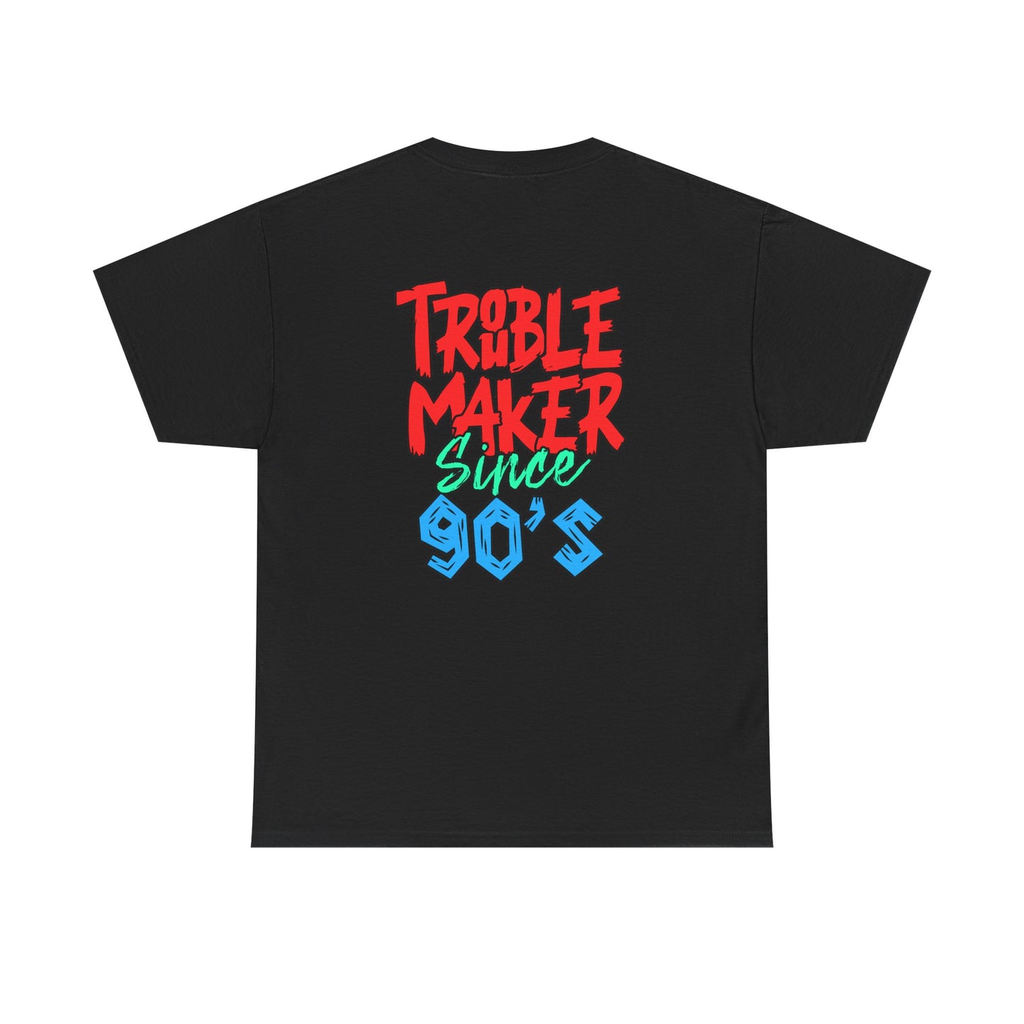 Trouble Maker Since 90s Unisex Heavy Cotton Tee | Funny Graphic Shirt, Vintage Style Top, Gift for Rebel Friends, Casual Wear