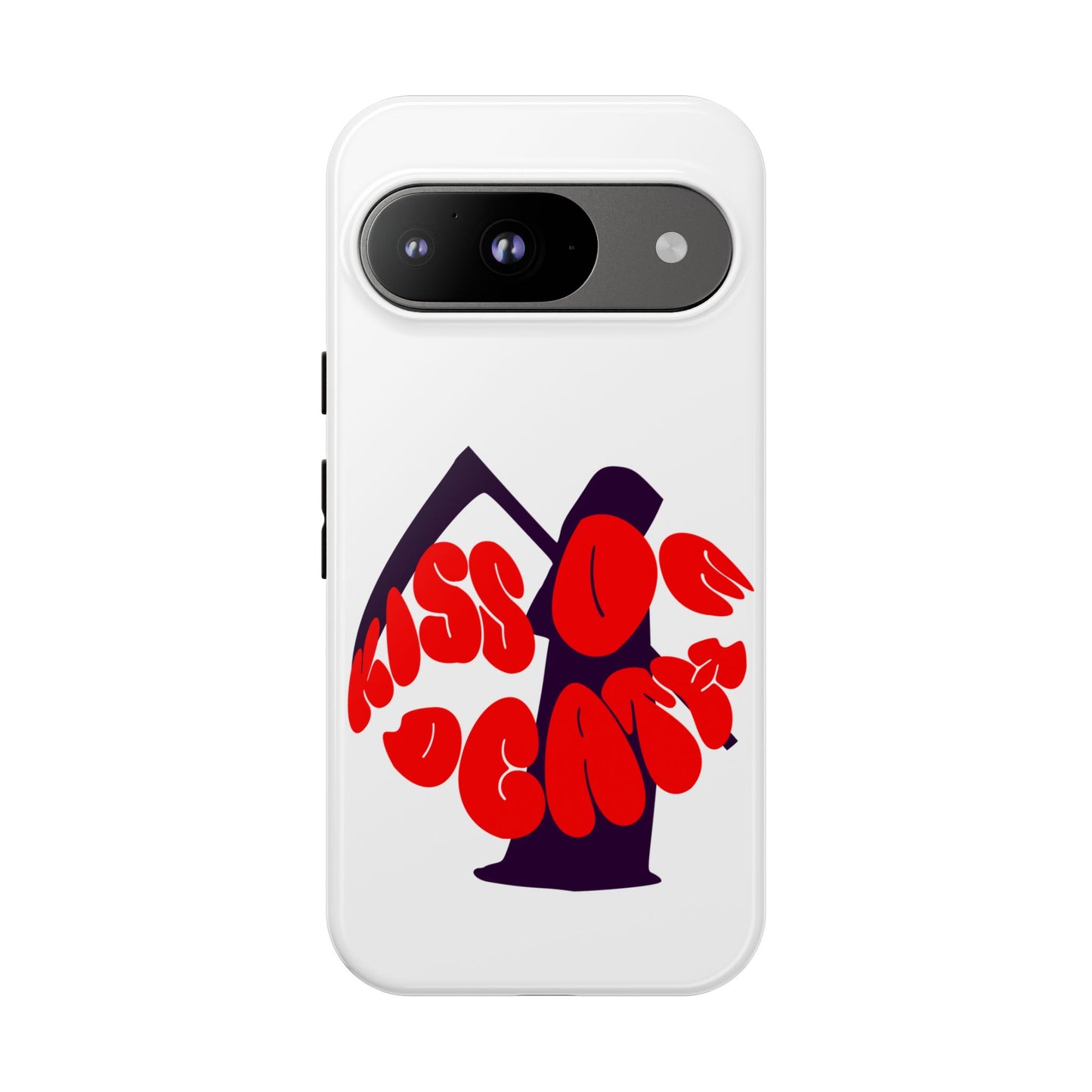 kiss Of Death iPhone Google Pixel Samsung Galaxy, cool design white phone case, iPhone phone Samsung galaxy Google pixel phone case