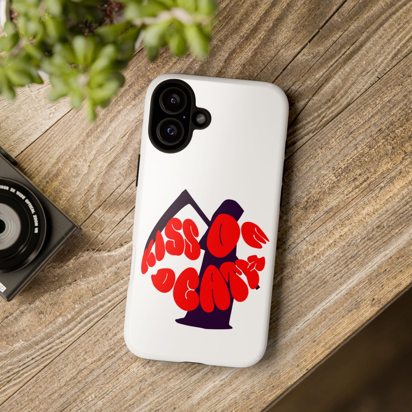 kiss Of Death iPhone Google Pixel Samsung Galaxy, cool design white phone case, iPhone phone Samsung galaxy Google pixel phone case