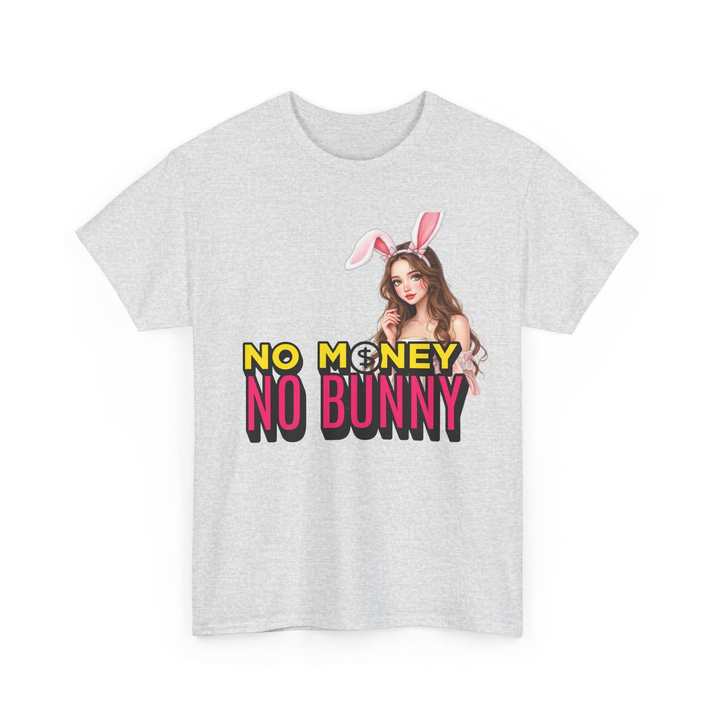 Unisex Heavy Cotton Tee: No Money No Bunny Tee, Funny Shirt for Easter, Casual Wear, Gift for Friends, Spring Celebration Top