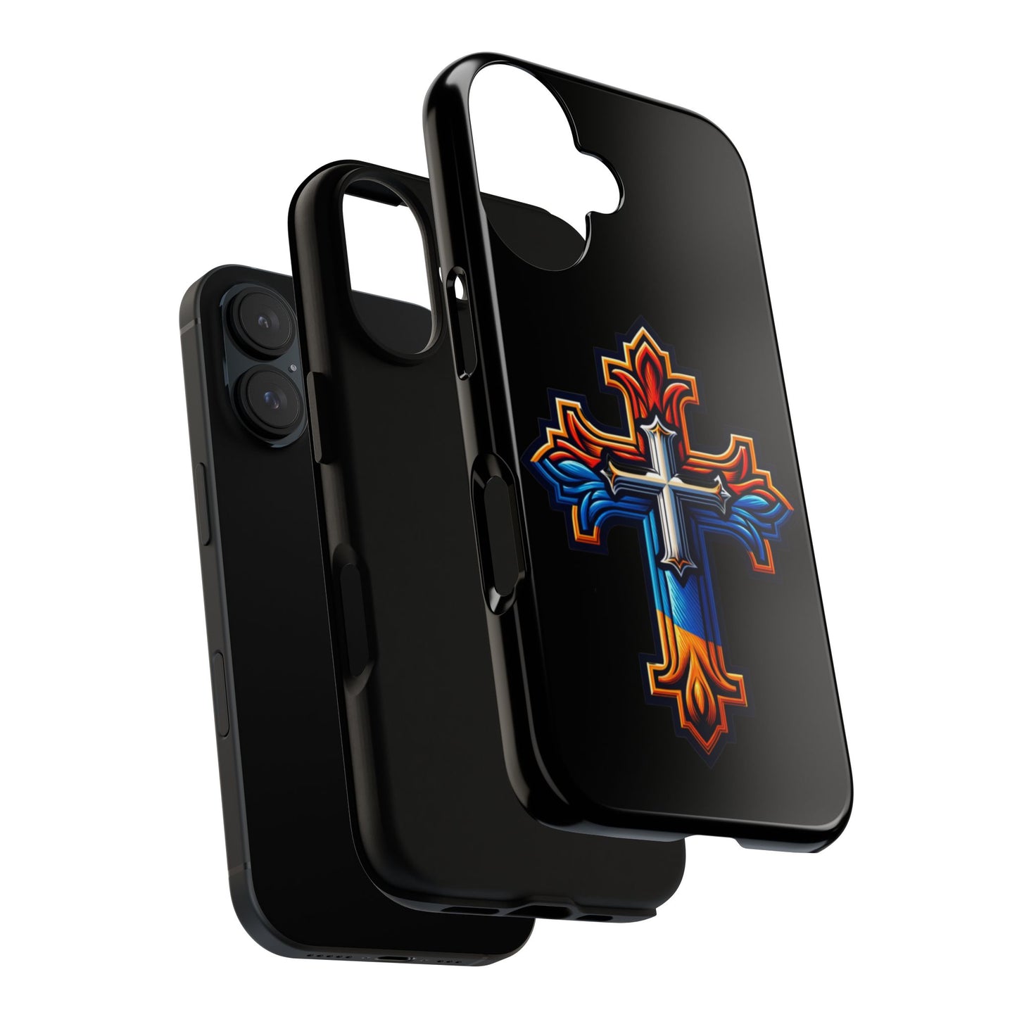iPhone 16 iPhone 16 Pro iPhone 16 Pro Max iPhone 15 iPhone 15 Pro iPhone 15 Pro Max Armenian Cross phone case black, Christian phone case