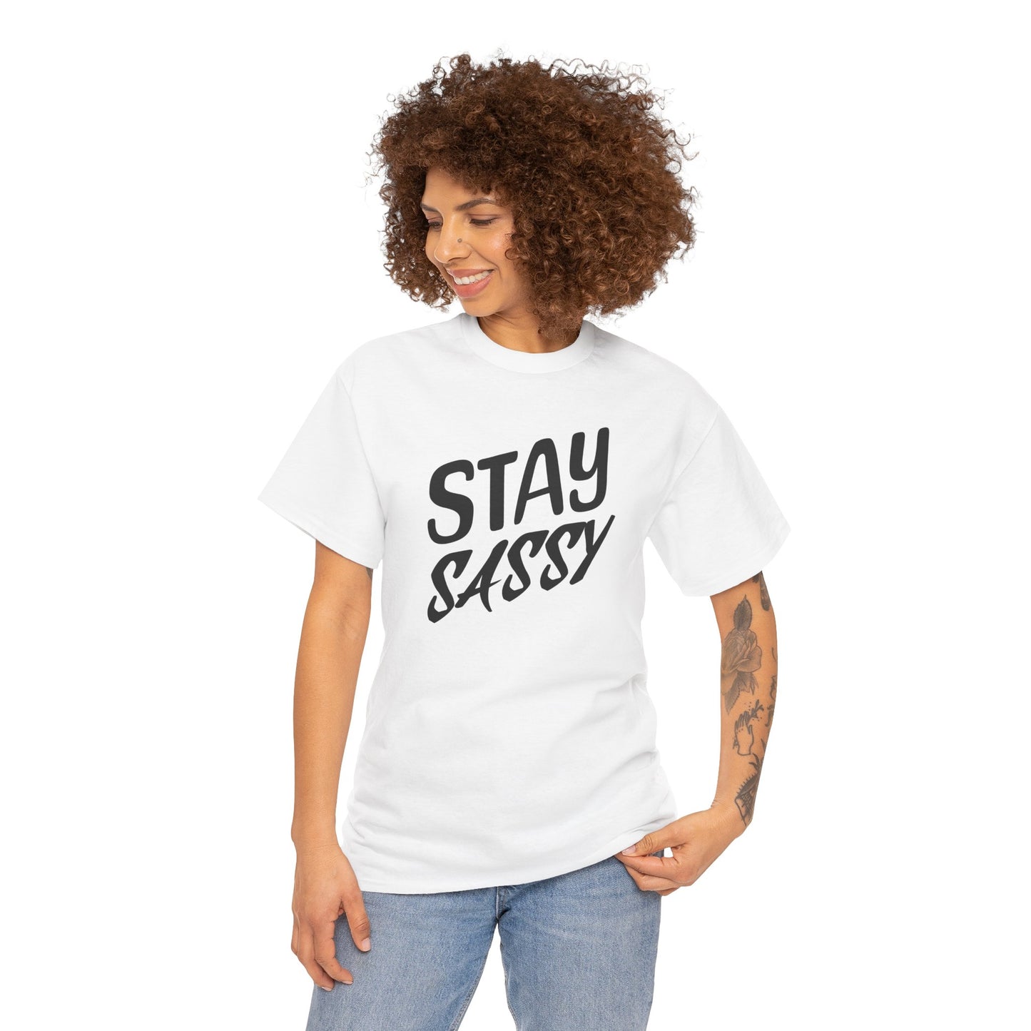 Stay Sassy Unisex Heavy Cotton Tee, Funny T-Shirt, Casual Wear, Gifts for Friends, Sassy Quote Tee, Statement T-Shirt