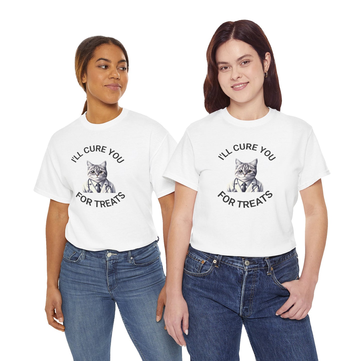 Cat Doctor Unisex Heavy Cotton Tee, Funny Cat Shirt for Pet Lovers, Gift for Vet Assistants, Casual Wear, Animal Lover's Tee