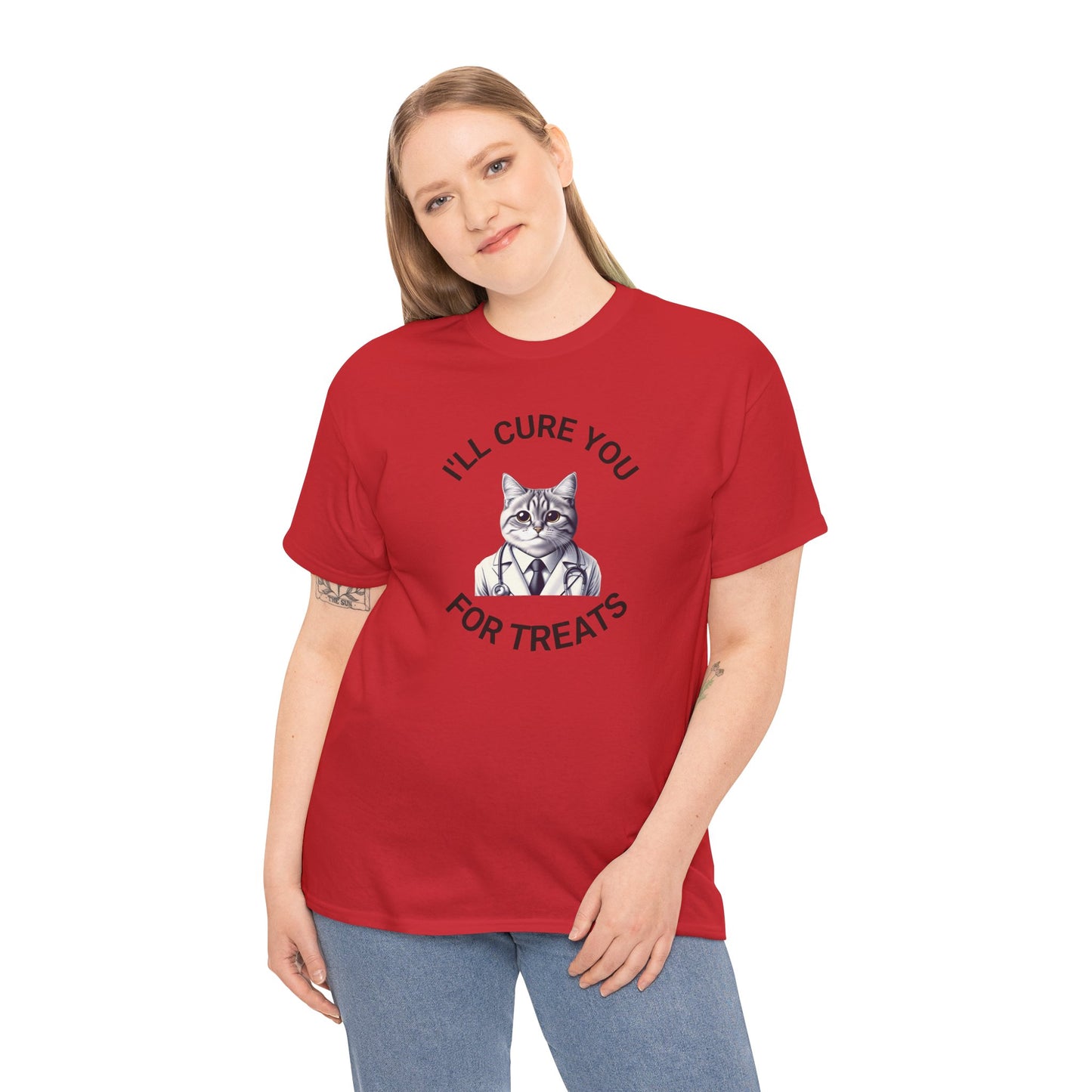 Cat Doctor Unisex Heavy Cotton Tee, Funny Cat Shirt for Pet Lovers, Gift for Vet Assistants, Casual Wear, Animal Lover's Tee