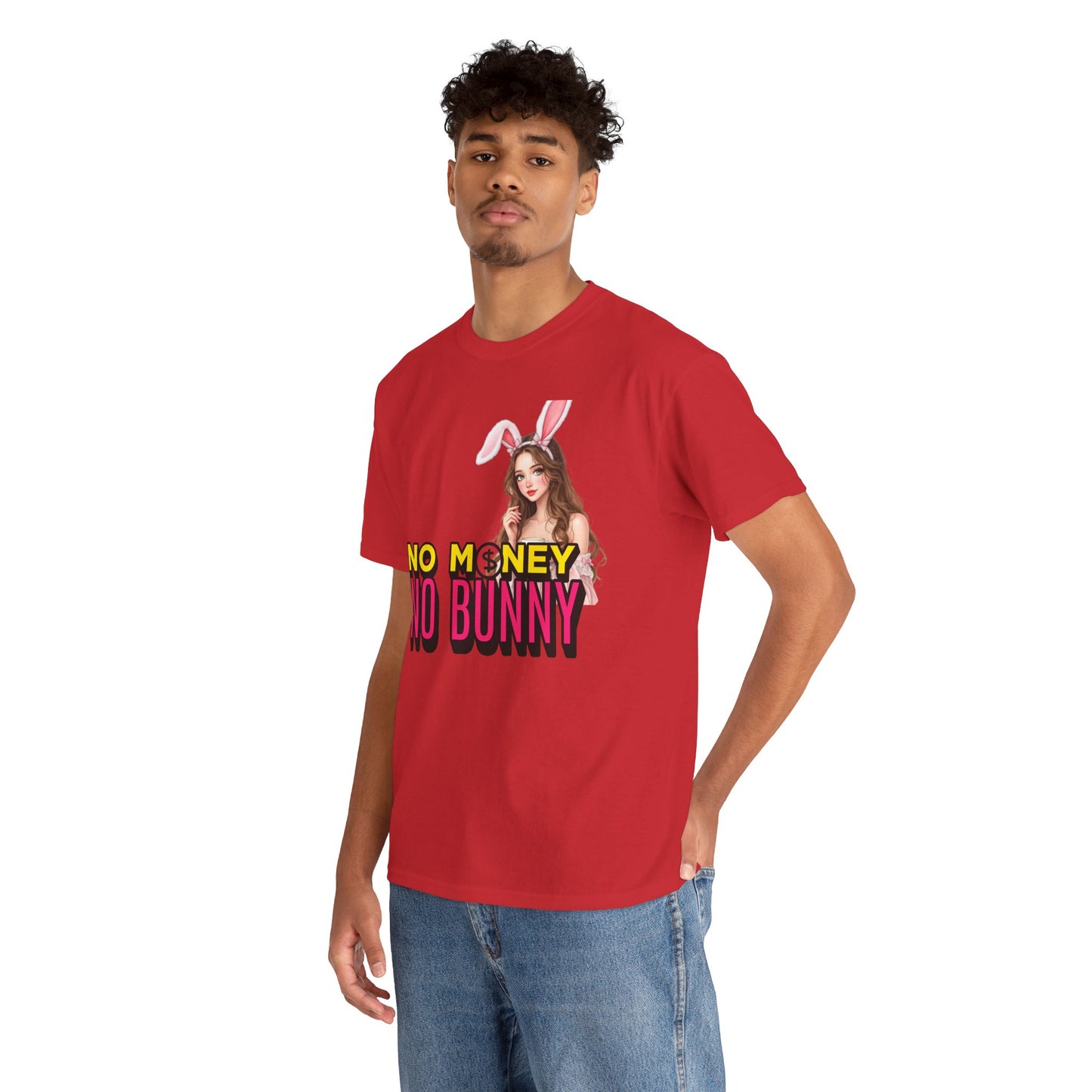 Unisex Heavy Cotton Tee: No Money No Bunny Tee, Funny Shirt for Easter, Casual Wear, Gift for Friends, Spring Celebration Top