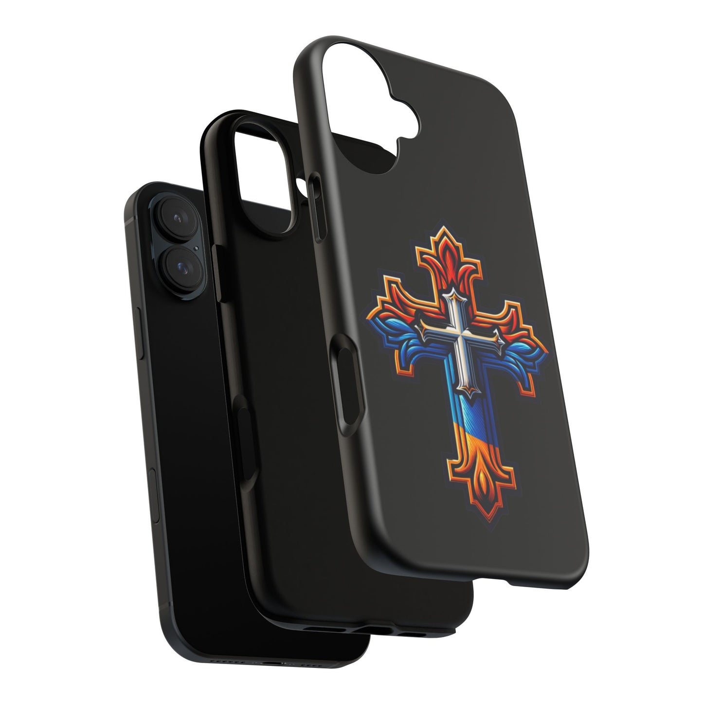 iPhone 16 iPhone 16 Pro iPhone 16 Pro Max iPhone 15 iPhone 15 Pro iPhone 15 Pro Max Armenian Cross phone case black, Christian phone case