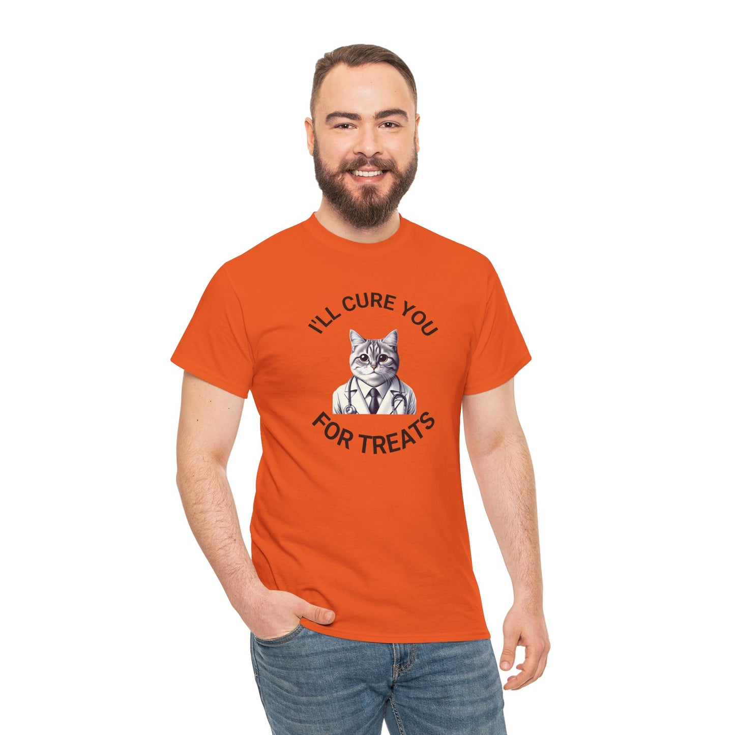 Cat Doctor Unisex Heavy Cotton Tee, Funny Cat Shirt for Pet Lovers, Gift for Vet Assistants, Casual Wear, Animal Lover's Tee