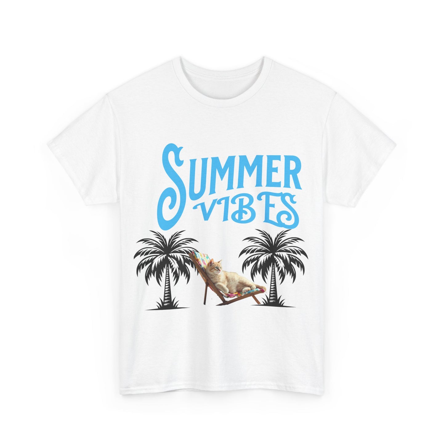 Cat lovers shirt Summer Vibes Tee, Beach Shirt, Vacation Apparel, Tropical T-Shirt, Casual Wear, Gift for Friends