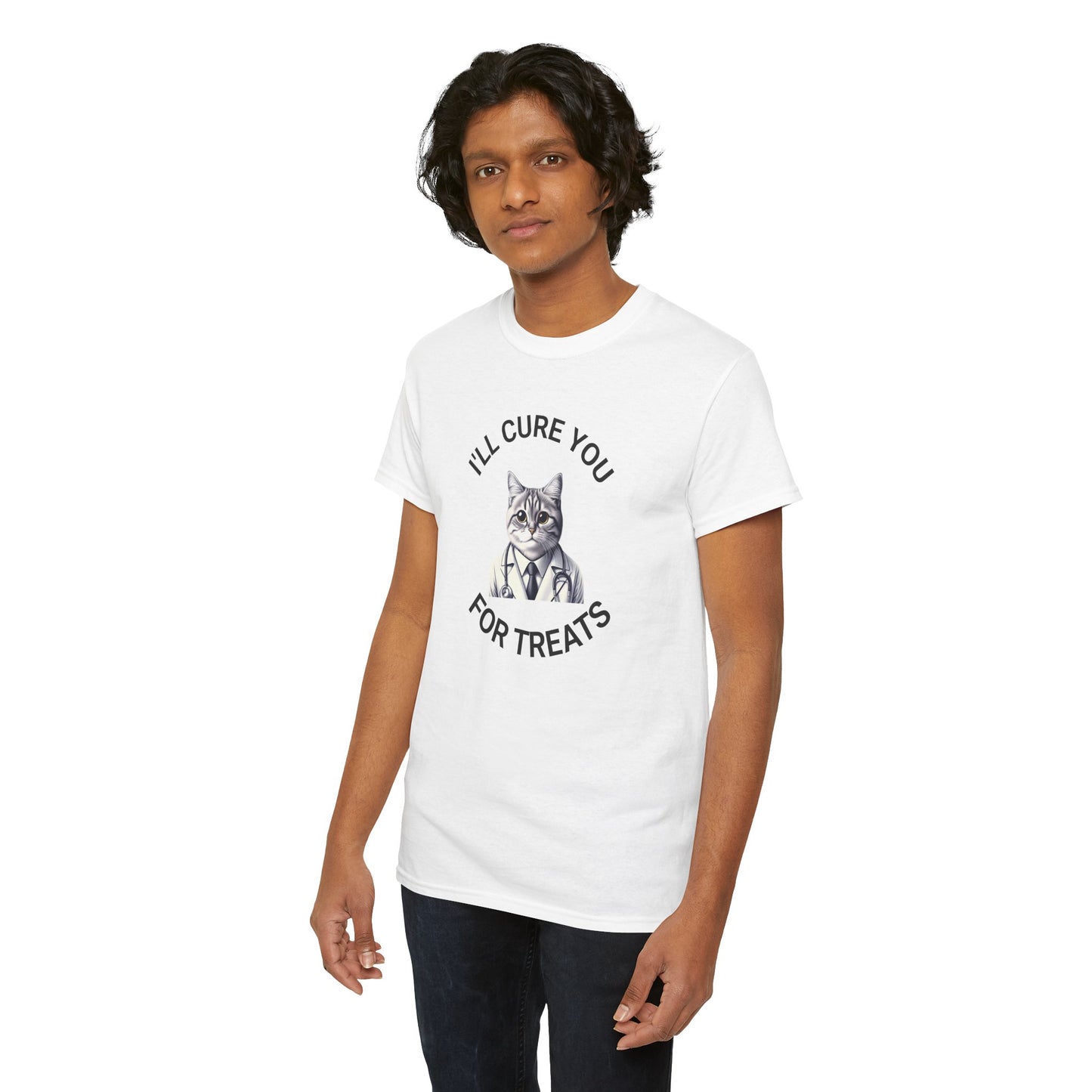 Cat Doctor Unisex Heavy Cotton Tee, Funny Cat Shirt for Pet Lovers, Gift for Vet Assistants, Casual Wear, Animal Lover's Tee