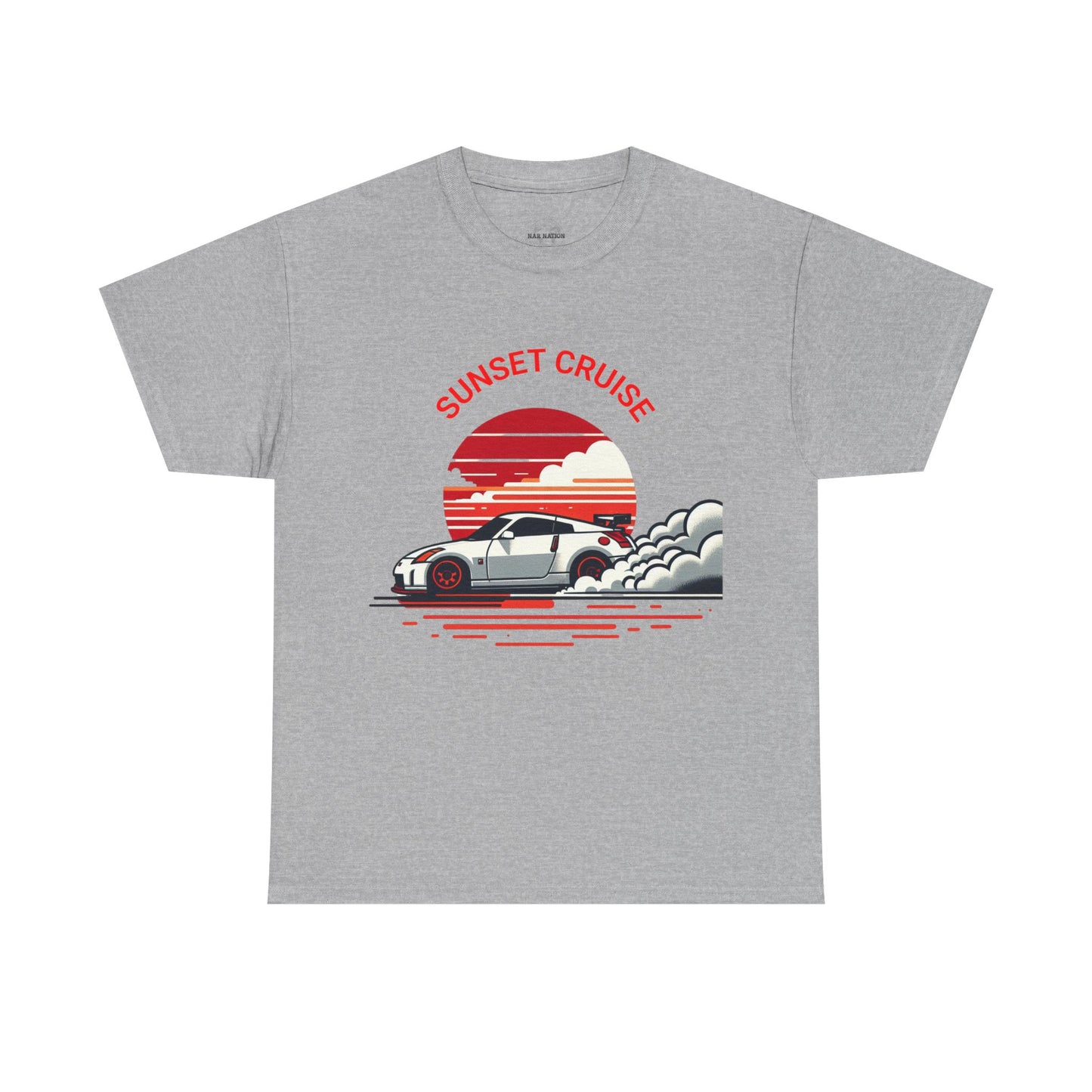 Sunset Cruise Unisex Heavy Cotton Tee | Retro Car Shirt, Gift for Car Lovers, Summer Fashion, Road Trip T-Shirt, Vacation Tee