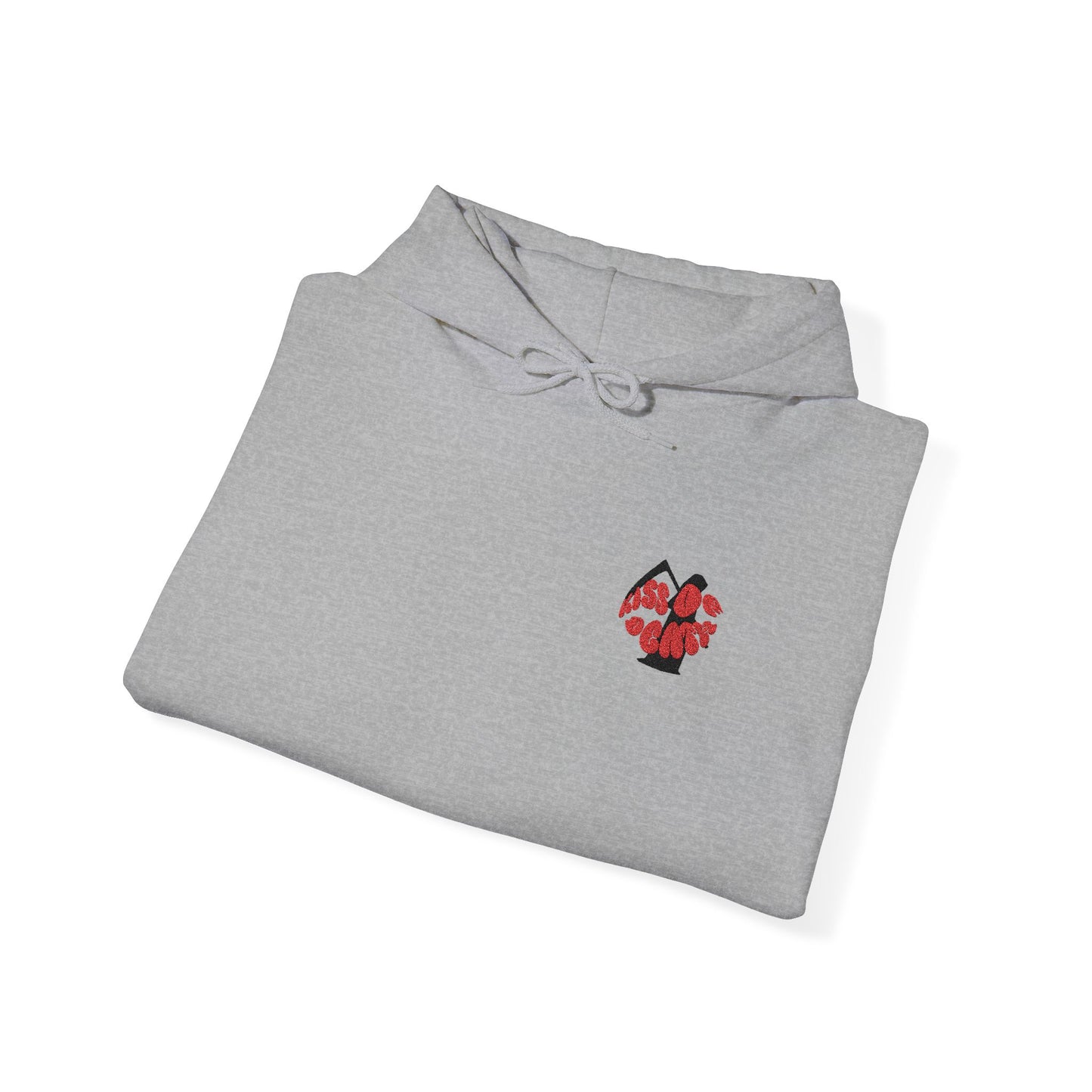 Kiss of death hoodie, cool embroidery design hoodie, adjustable drawstring hood, kangaroo pouch pocket