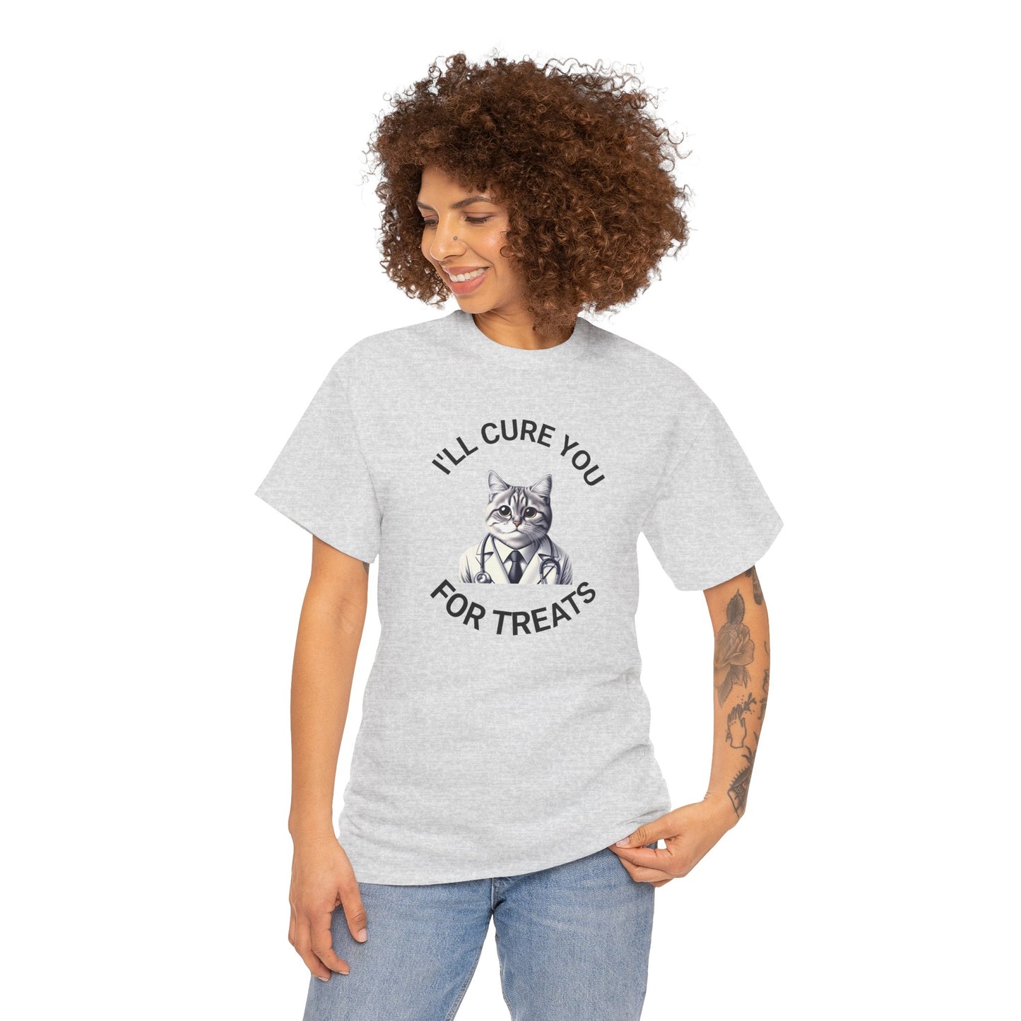 Cat Doctor Unisex Heavy Cotton Tee, Funny Cat Shirt for Pet Lovers, Gift for Vet Assistants, Casual Wear, Animal Lover's Tee