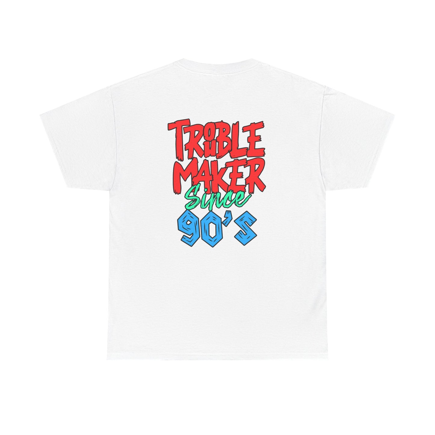 Trouble Maker Since 90s Unisex Heavy Cotton Tee | Funny Graphic Shirt, Vintage Style Top, Gift for Rebel Friends, Casual Wear