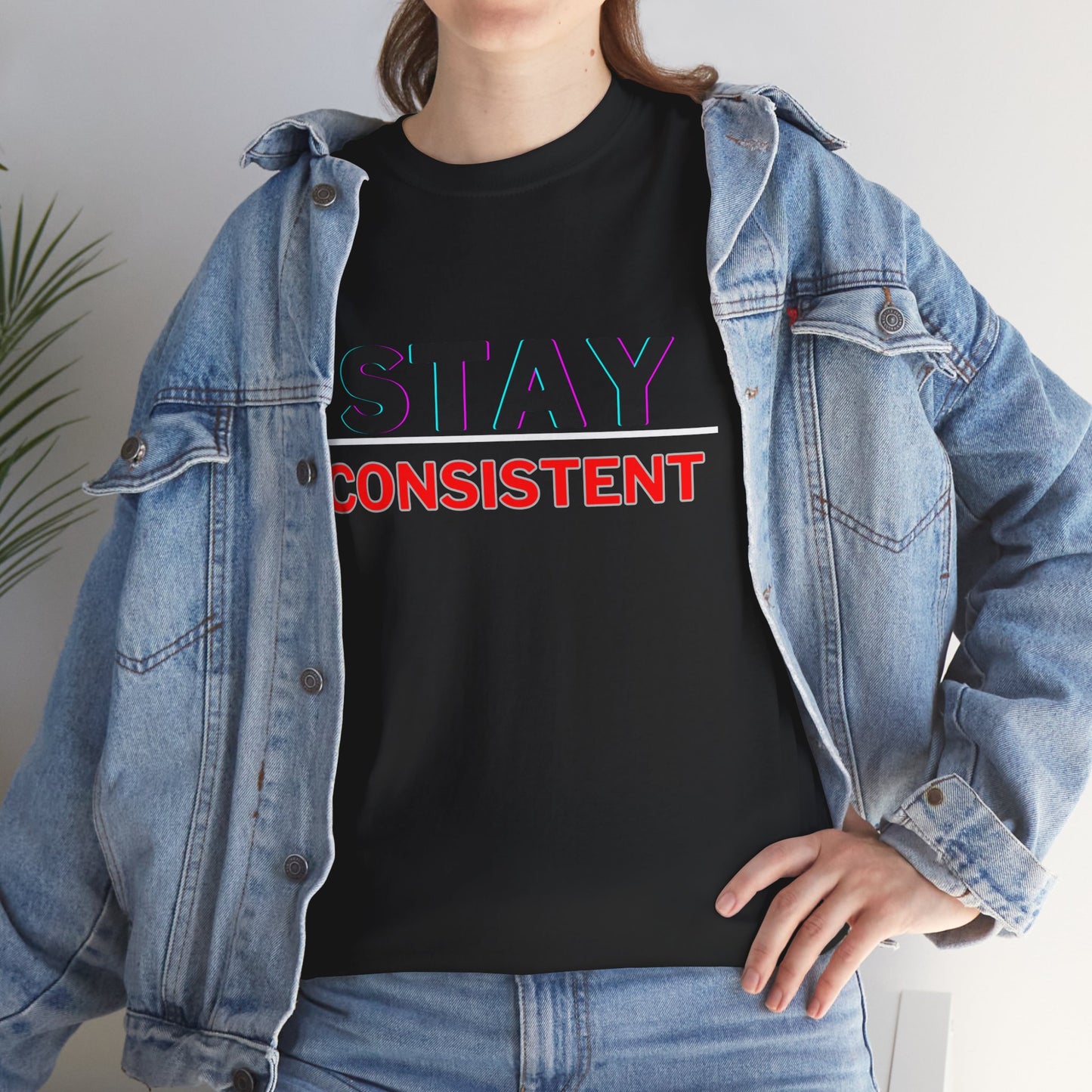 Stay Consistent Unisex Heavy Cotton Tee, Motivational Tee, Casual T-Shirt, Gift for Athletes, Workout Shirt, Everyday Wear