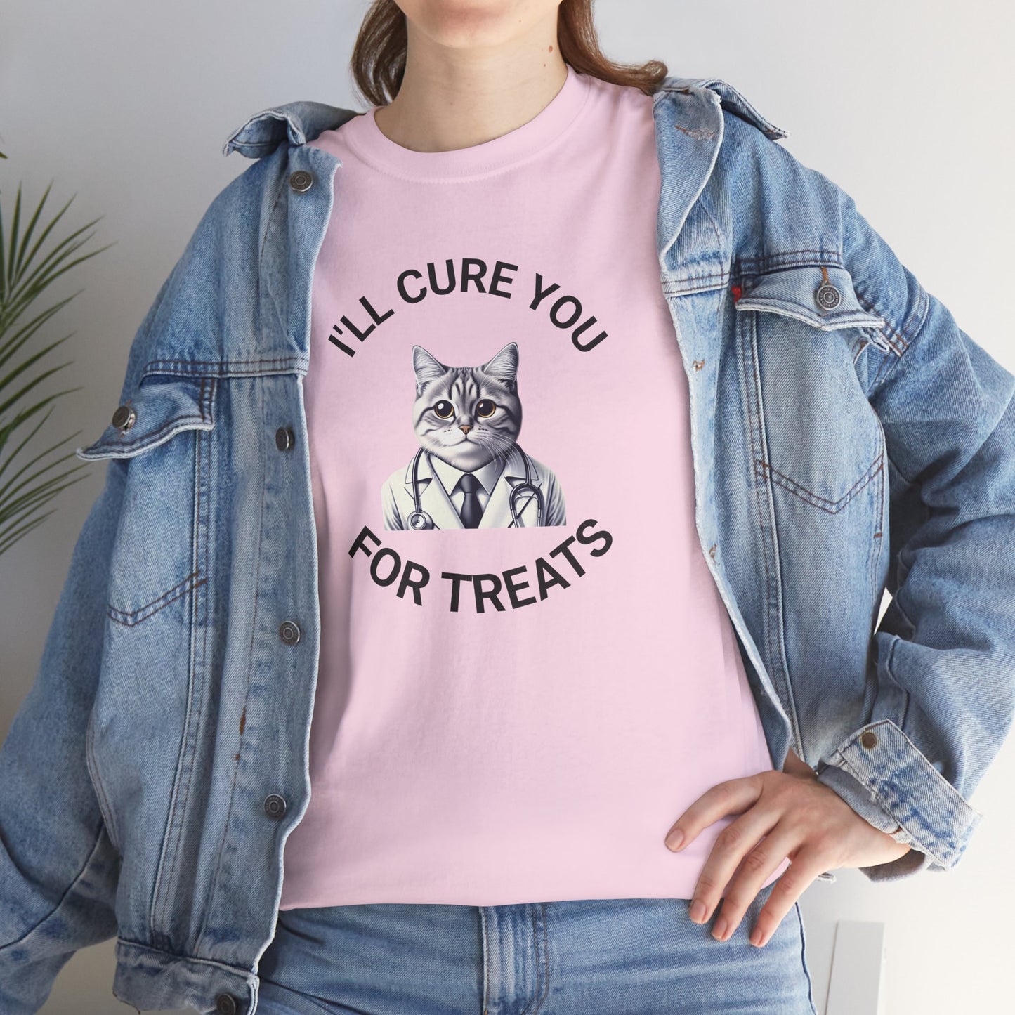 Cat Doctor Unisex Heavy Cotton Tee, Funny Cat Shirt for Pet Lovers, Gift for Vet Assistants, Casual Wear, Animal Lover's Tee